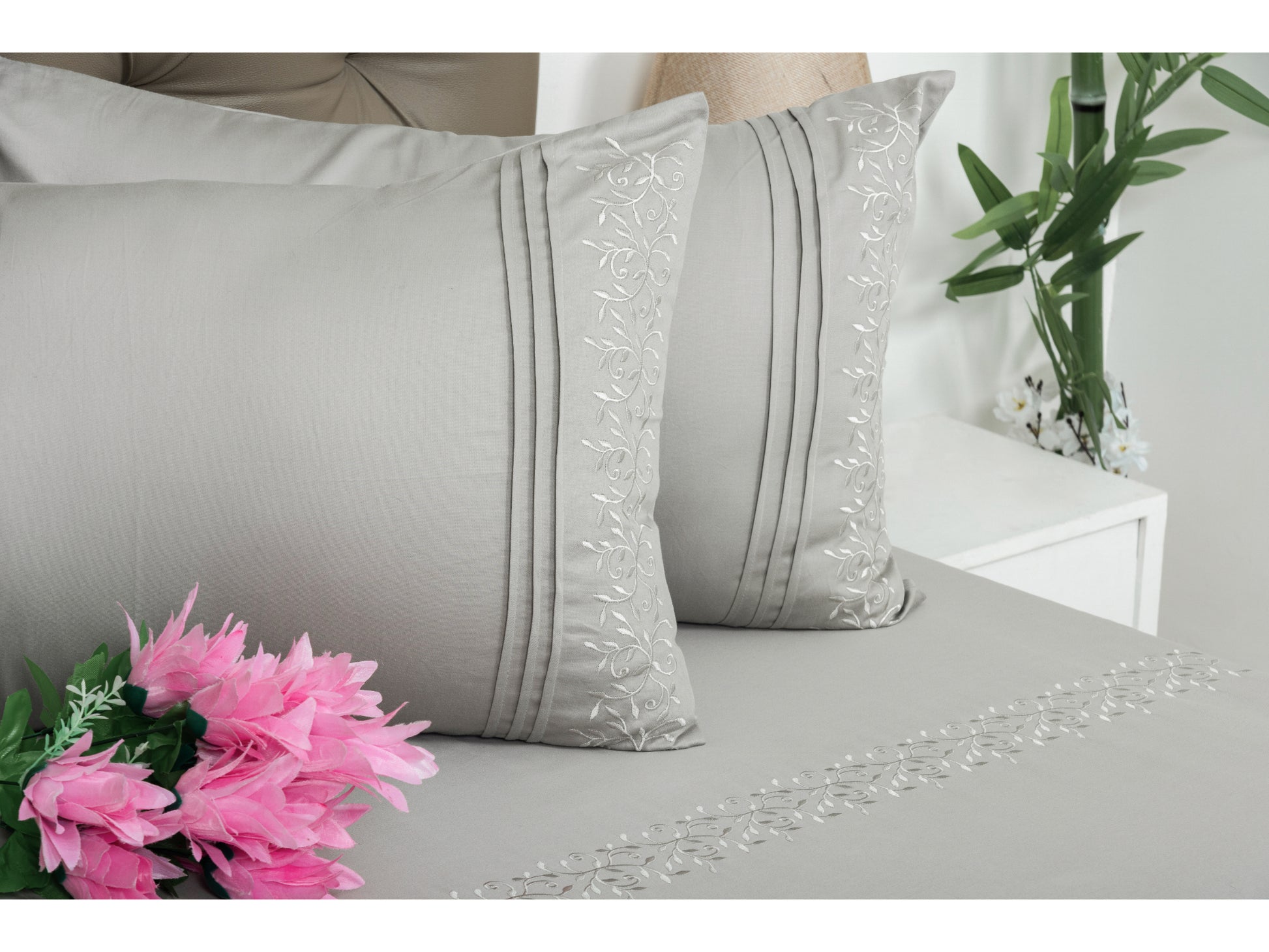 EMBROIDERY BEDSHEET 100% COTTON (3PCS) - Bedding Bliss