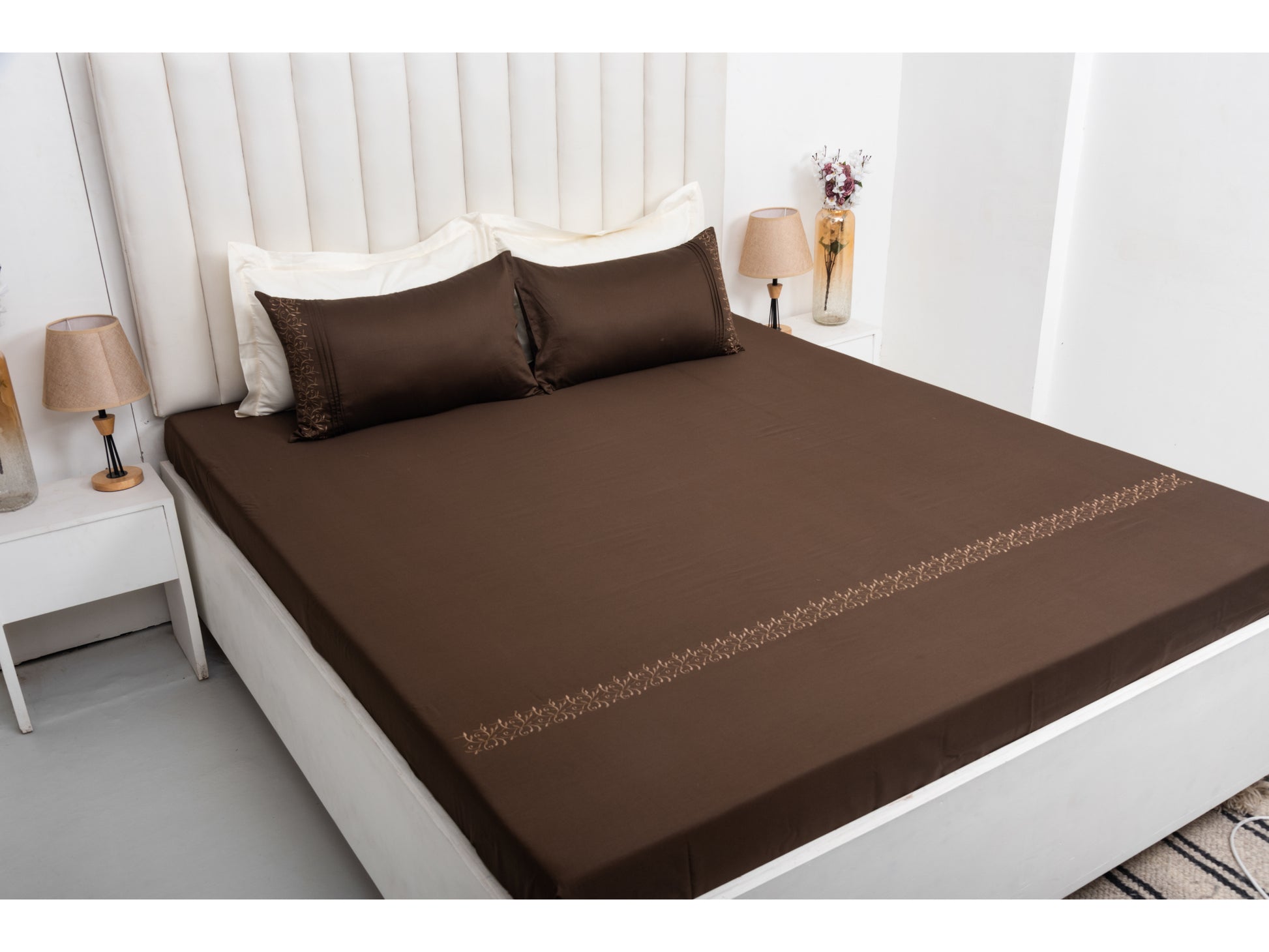 EMBROIDERY BEDSHEET 100% COTTON (3PCS) - Bedding Bliss