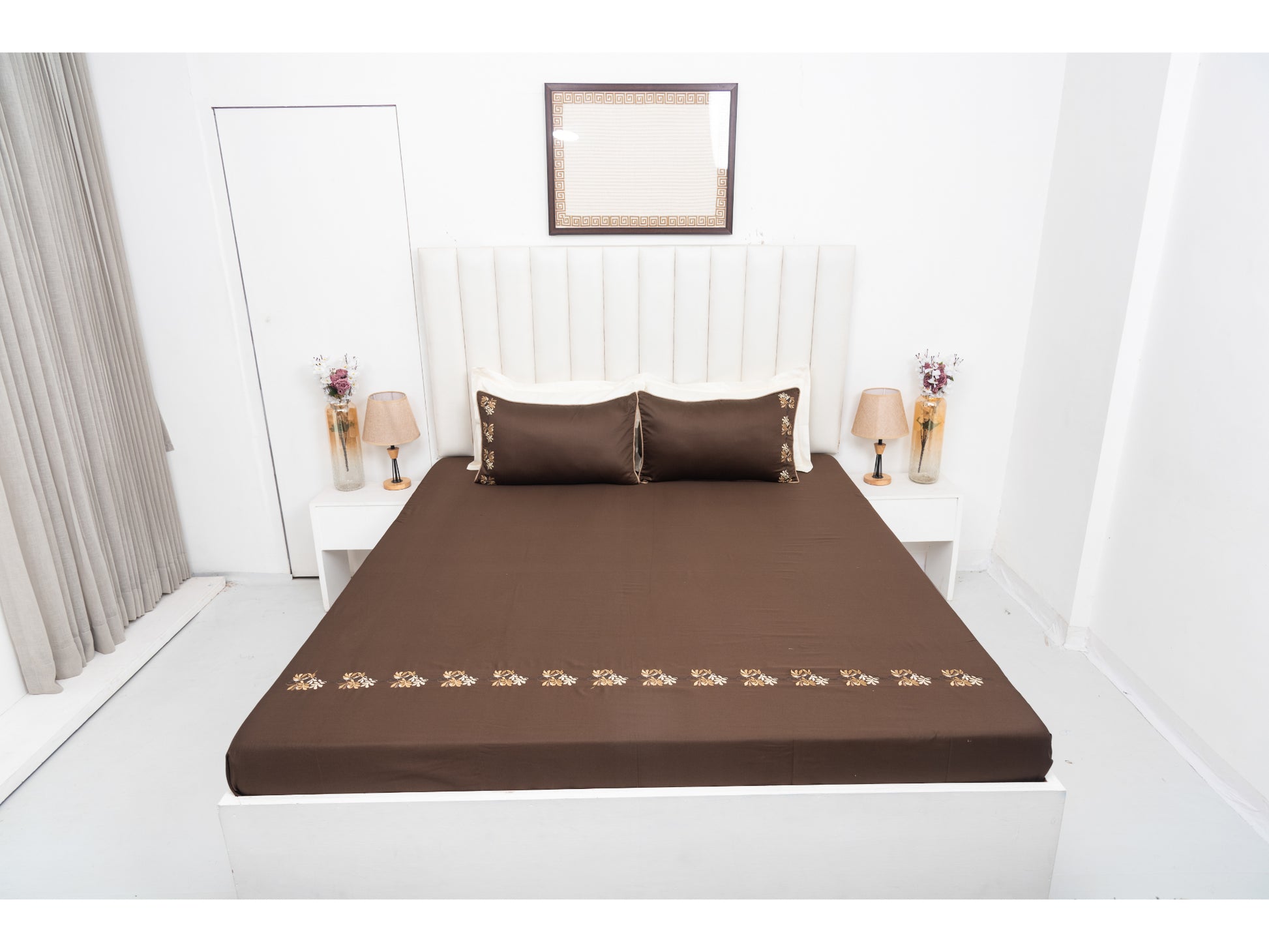 EMBROIDERY BEDSHEET 100% COTTON (3PCS) - Bedding Bliss