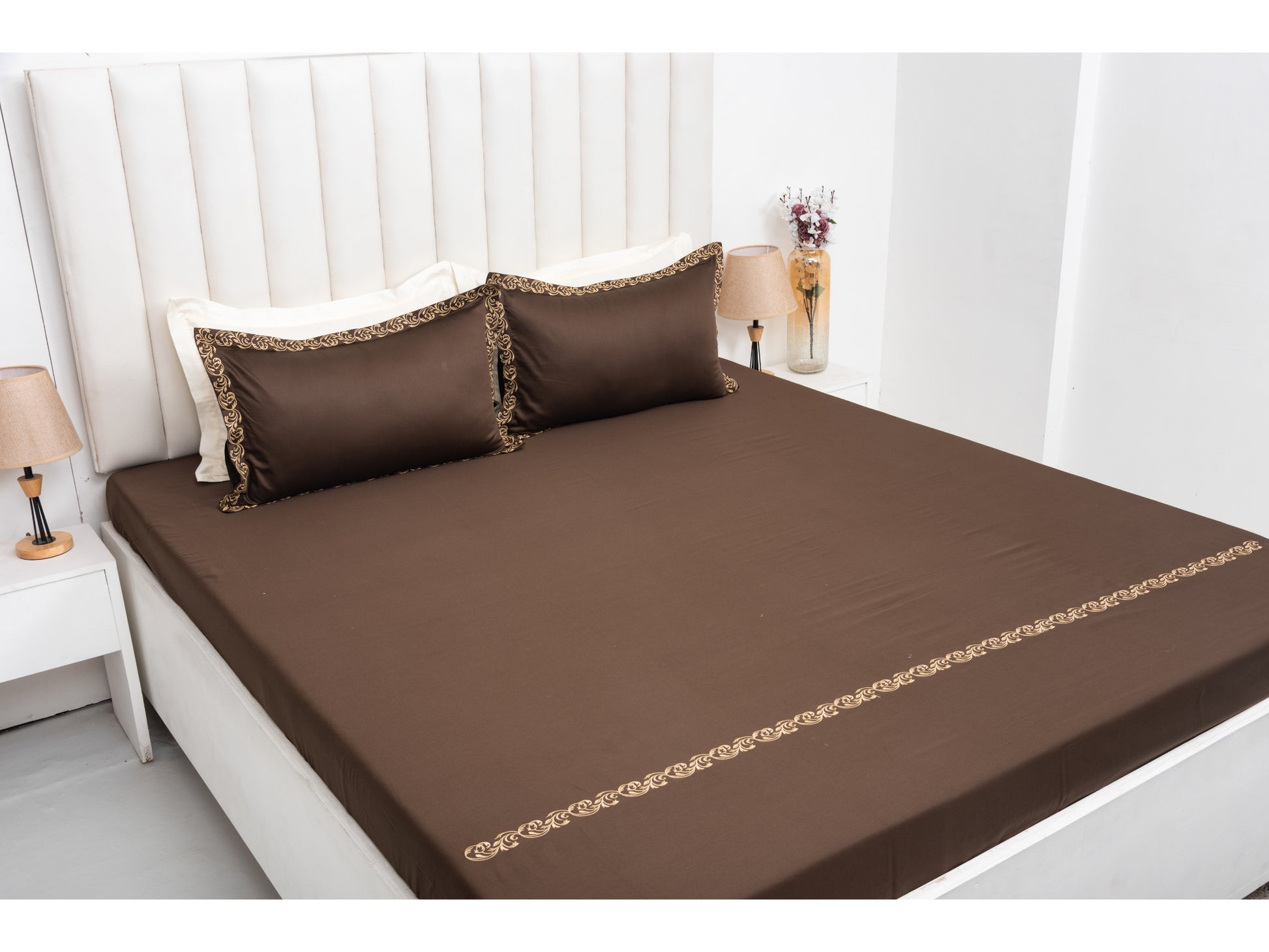 EMBROIDERY BEDSHEET 100% COTTON (3PCS) - Bedding Bliss