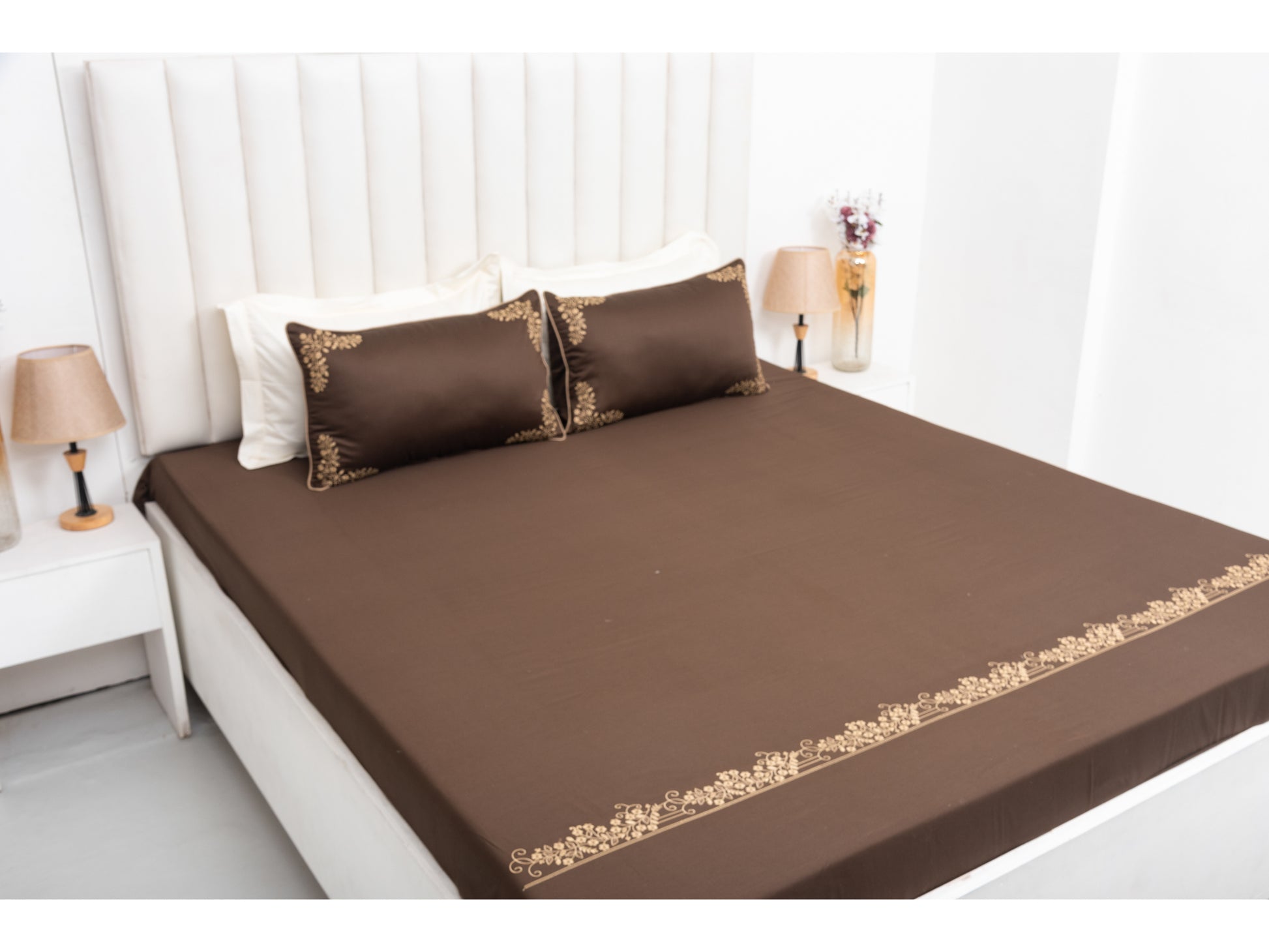 EMBROIDERY BEDSHEET 100% COTTON (3PCS) - Bedding Bliss