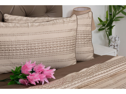 EMBROIDERY BEDDING SET 100% COTTON (9PCS,PEARL) - Bedding Bliss