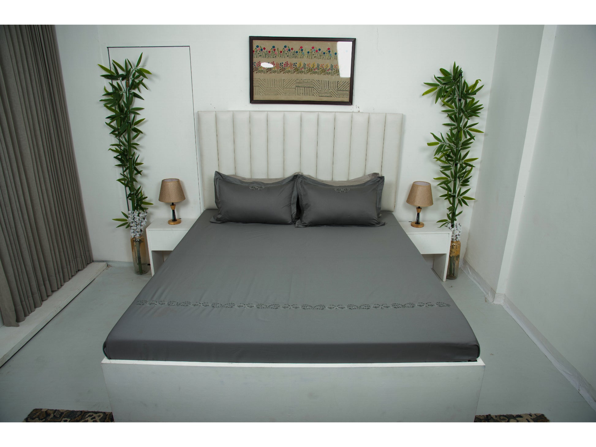 EMBROIDERY BEDSHEET 100% COTTON (3PCS) - Bedding Bliss