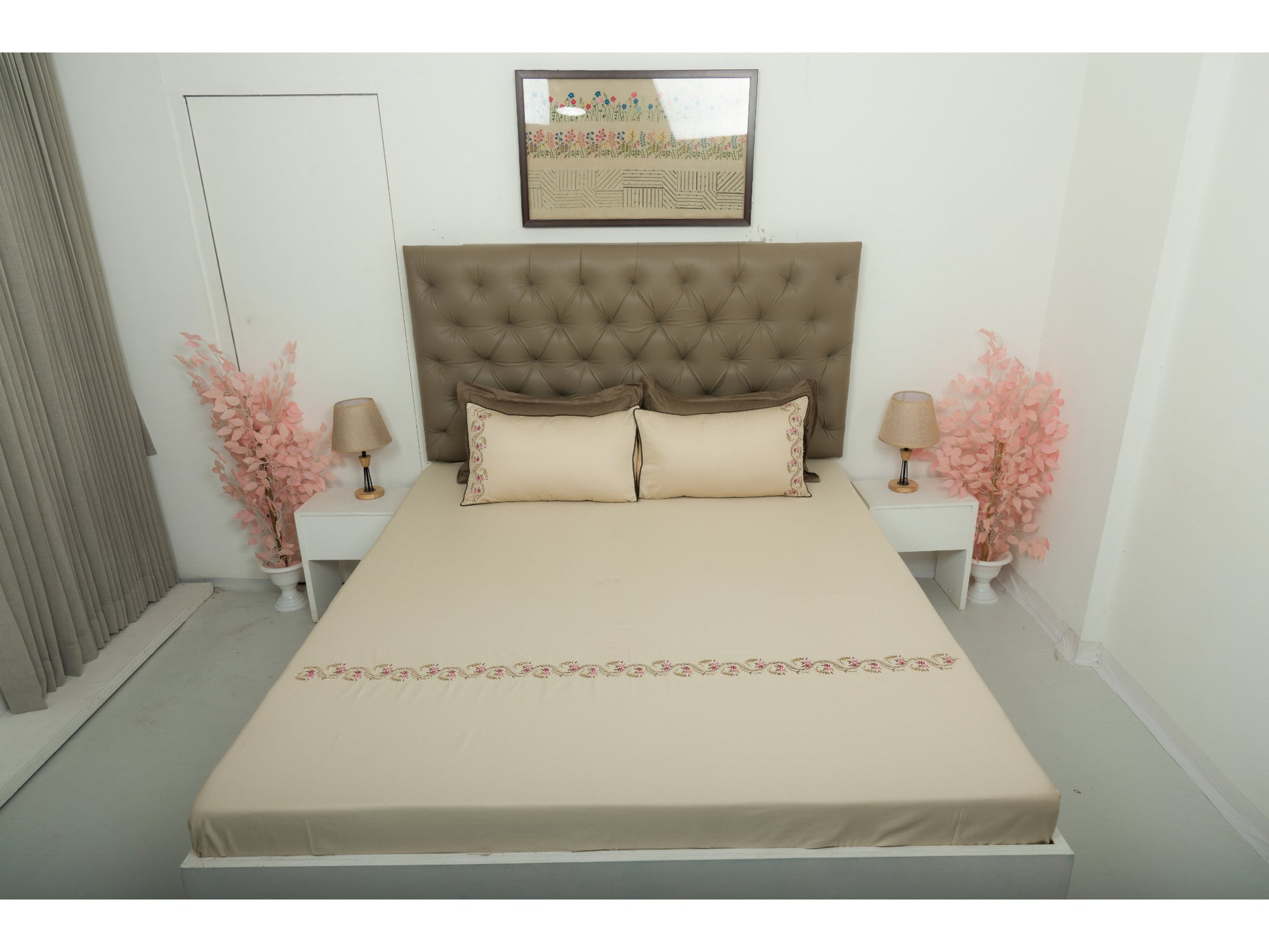EMBROIDERY BEDSHEET 100% COTTON (3PCS) - Bedding Bliss