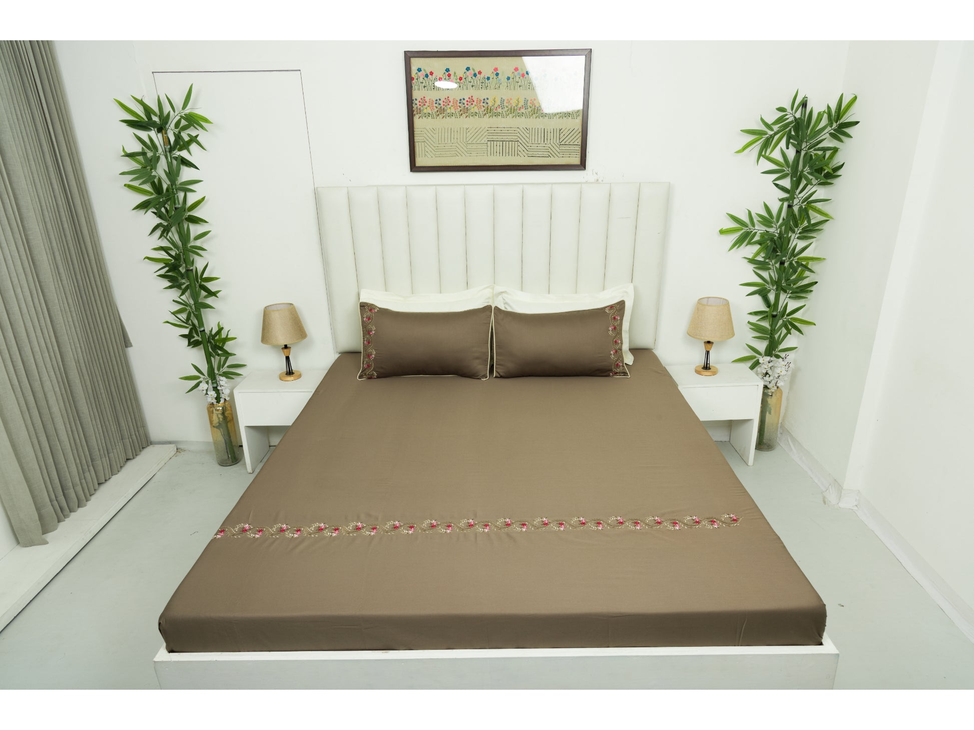 EMBROIDERY BEDSHEET 100% COTTON (3PCS) - Bedding Bliss