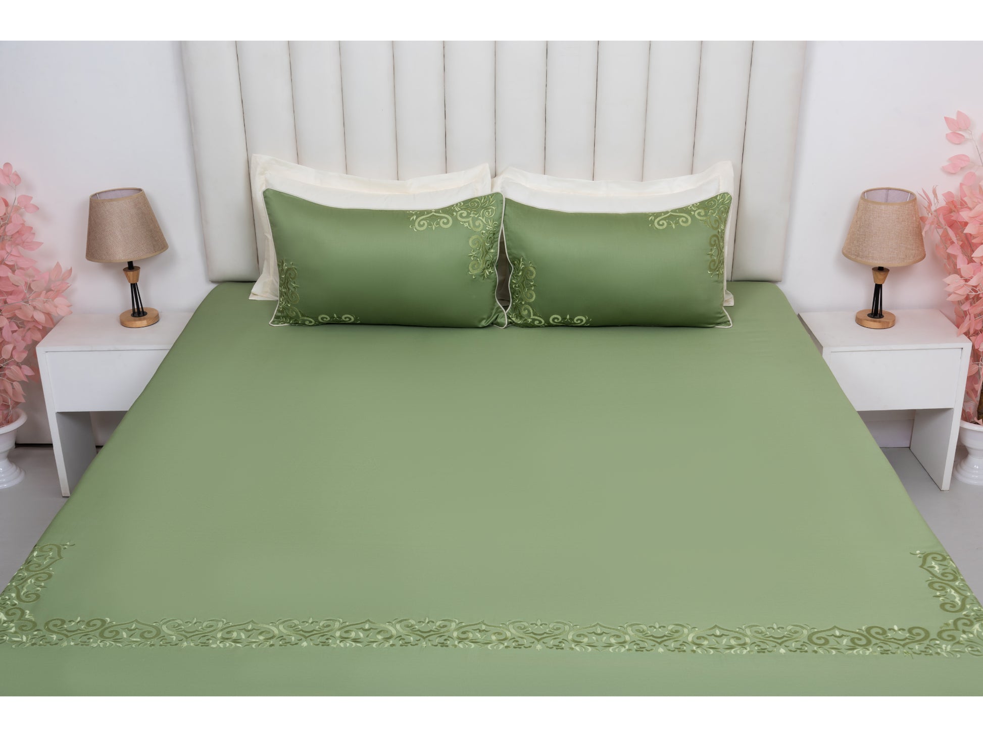EMBROIDERY BEDSHEET 100% COTTON (3PCS) - Bedding Bliss