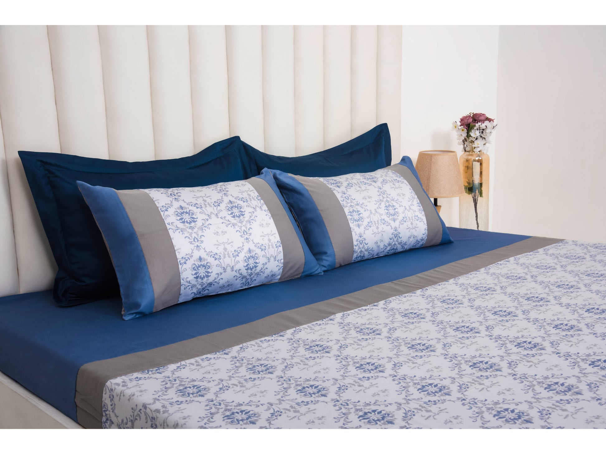 PRINTED WITH PATCH WORK 100% COTTON BEDSHEET (3PCS) - Bedding Bliss