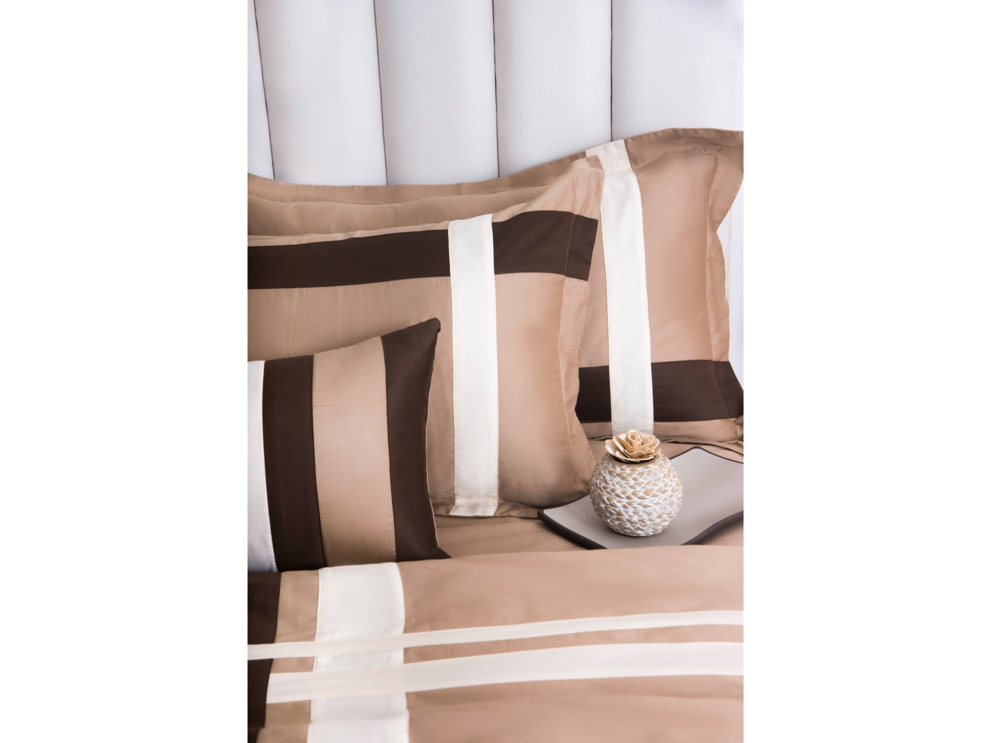 PATCH WORK BEDDING SET 100% COTTON (9 PCS, TAUPE) - Bedding Bliss