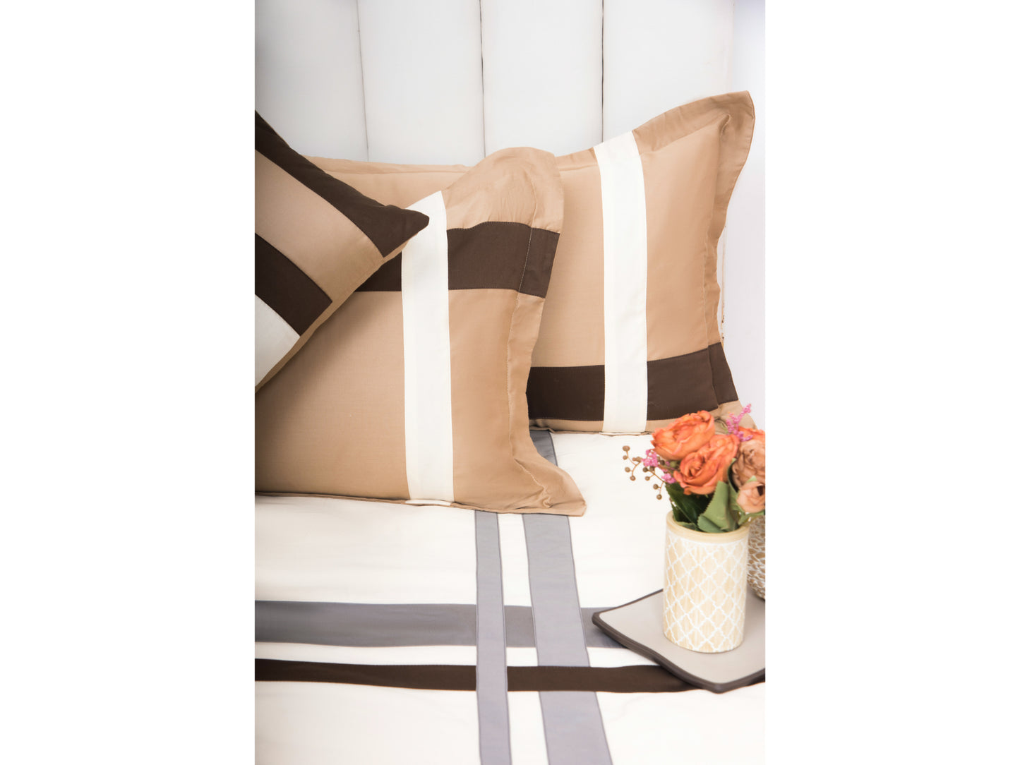 PATCH WORK BEDDING SET 100% COTTON (9 PCS, CREAM) - Bedding Bliss