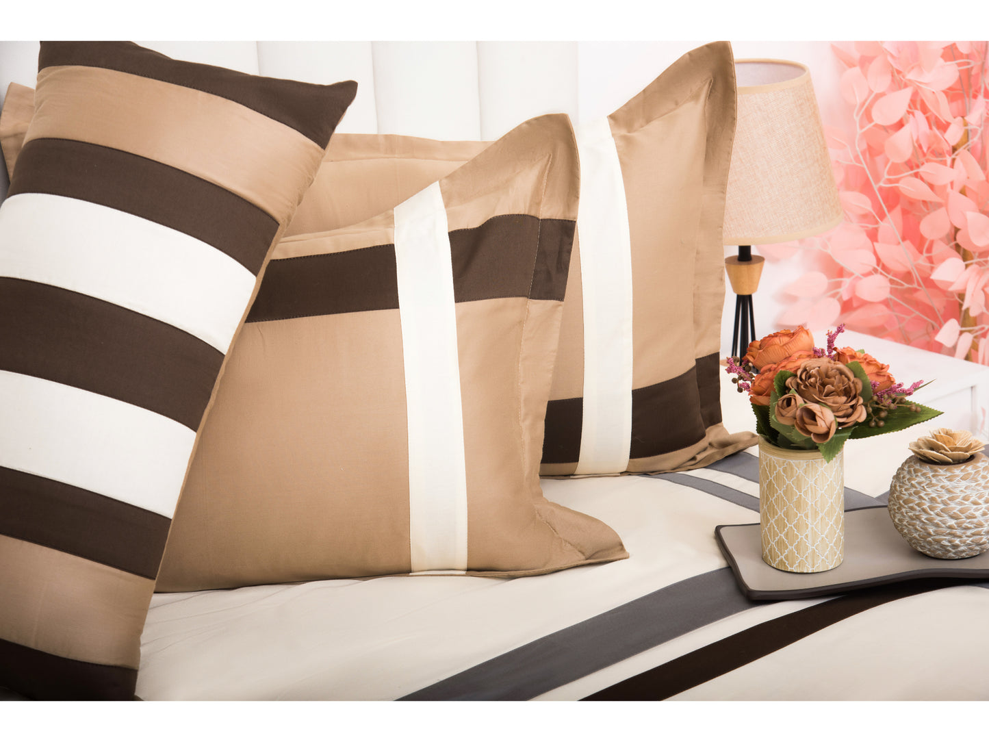 PATCH WORK BEDDING SET 100% COTTON (9 PCS, CREAM) - Bedding Bliss