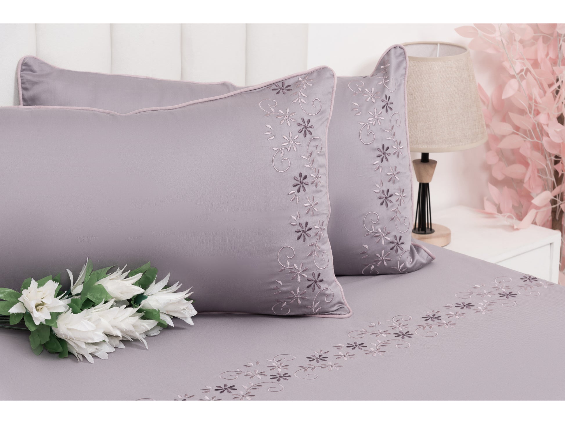 EMBROIDERY BEDSHEET 100% COTTON (3PCS) - Bedding Bliss