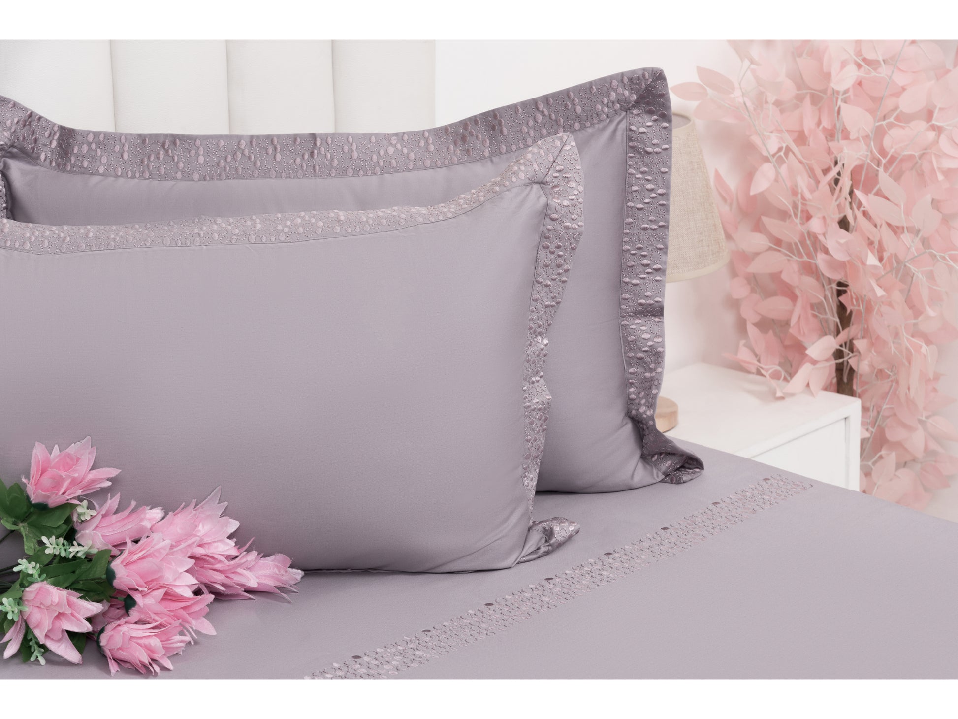 EMBROIDERY BEDSHEET 100% COTTON (3PCS) - Bedding Bliss