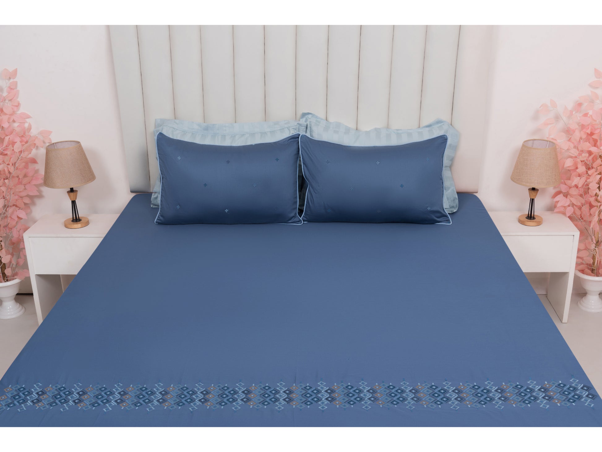 EMBROIDERY BEDSHEET 100% COTTON (3PCS) - Bedding Bliss