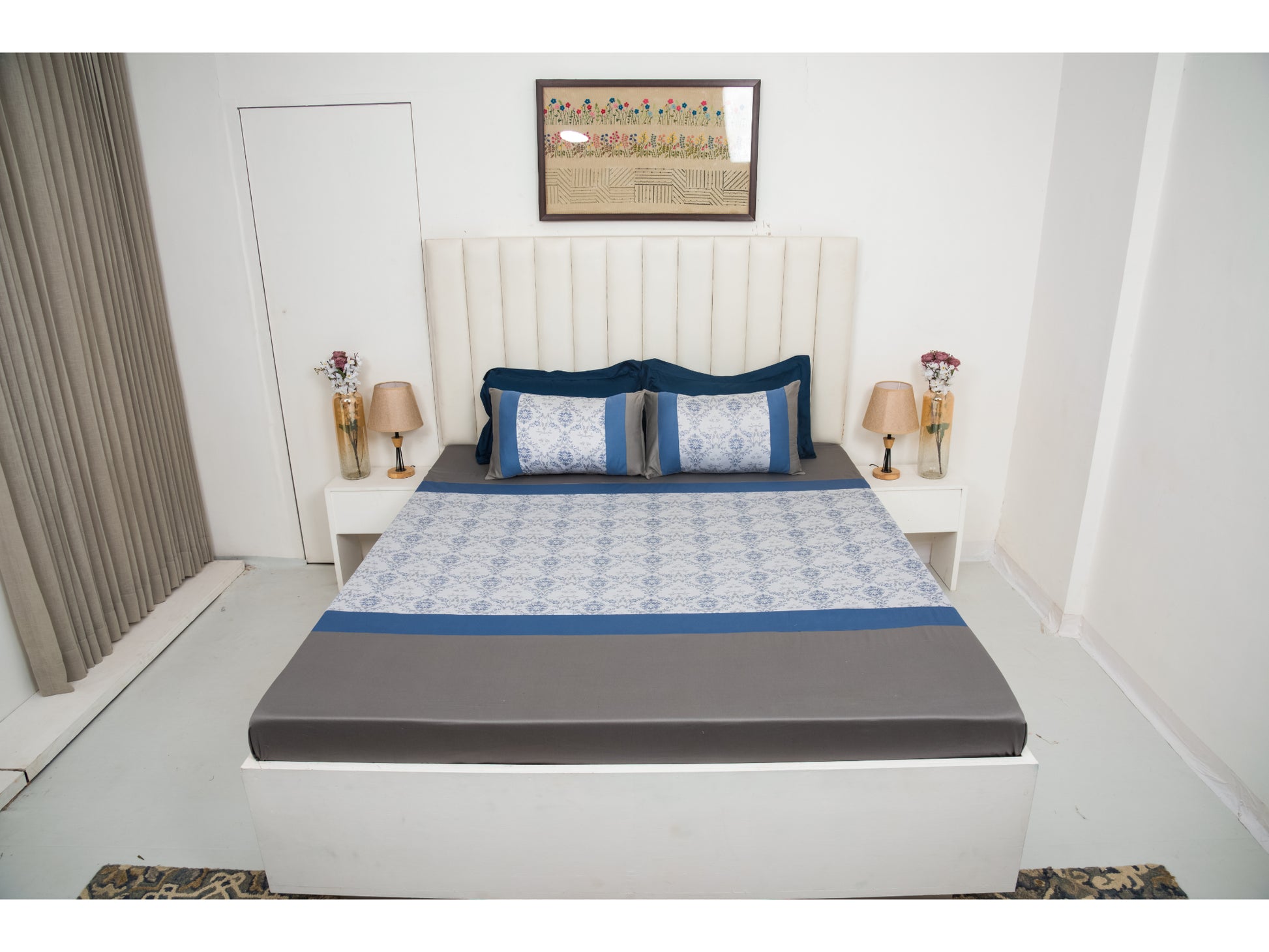 PRINTED WITH PATCH WORK 100% COTTON BEDSHEET (3PCS) - Bedding Bliss