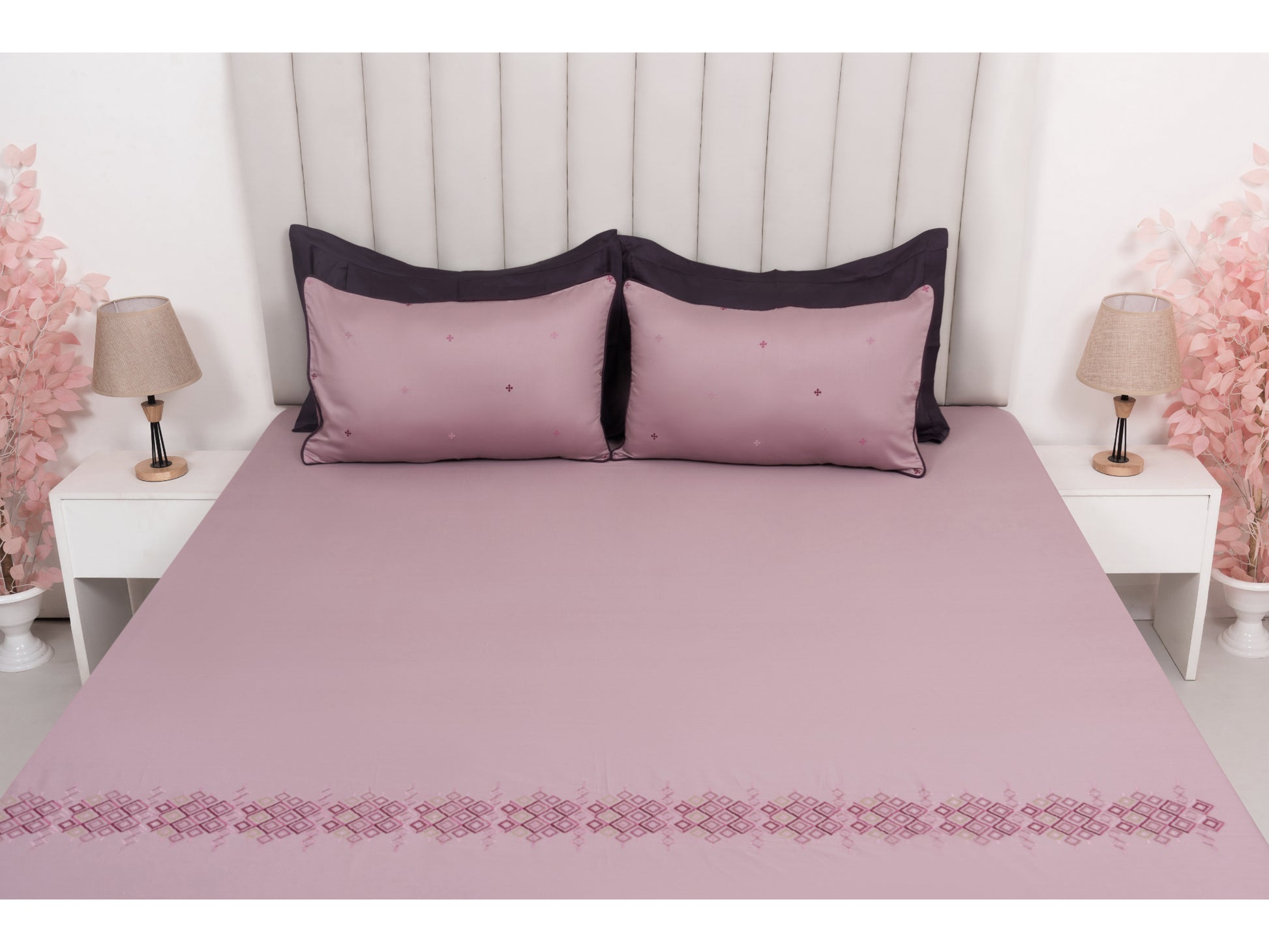 EMBROIDERY BEDSHEET 100% COTTON (3PCS) - Bedding Bliss