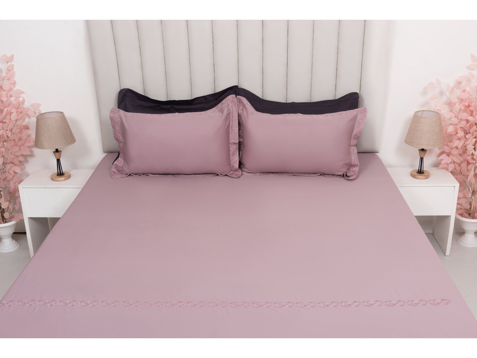 EMBROIDERY BEDSHEET 100% COTTON (3PCS) - Bedding Bliss