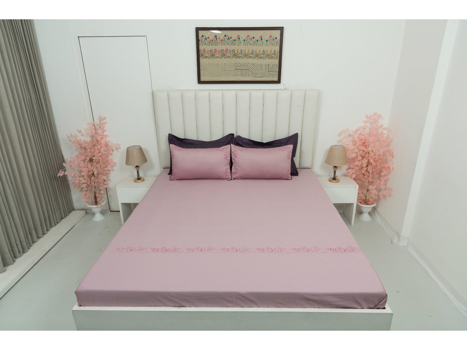EMBROIDERY BEDSHEET 100% COTTON (3PCS) - Bedding Bliss