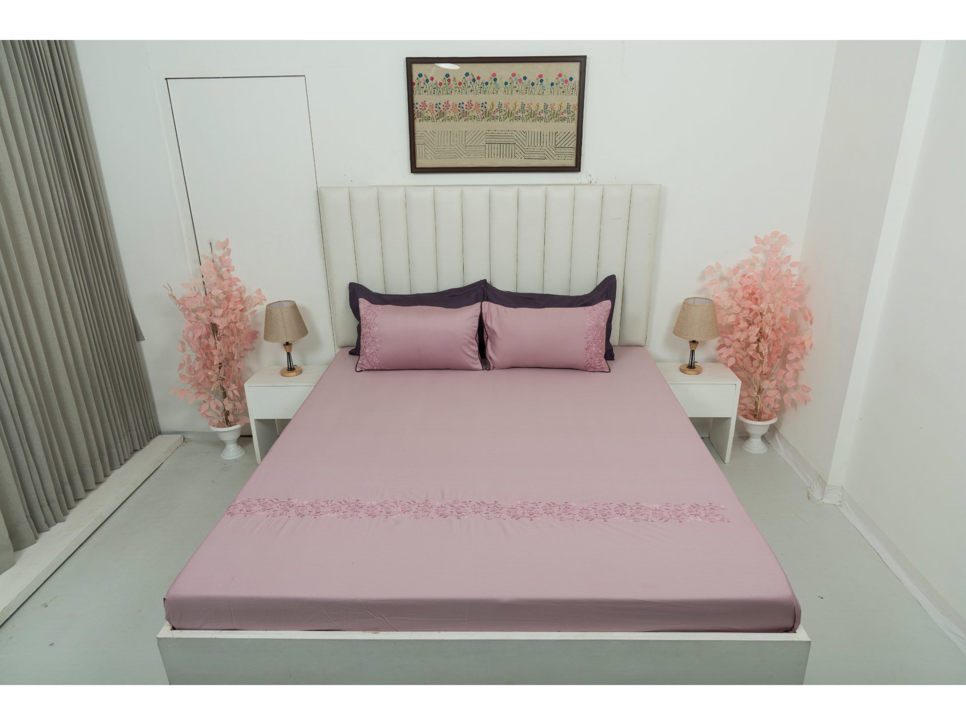 EMBROIDERY BEDSHEET 100% COTTON (3PCS) - Bedding Bliss