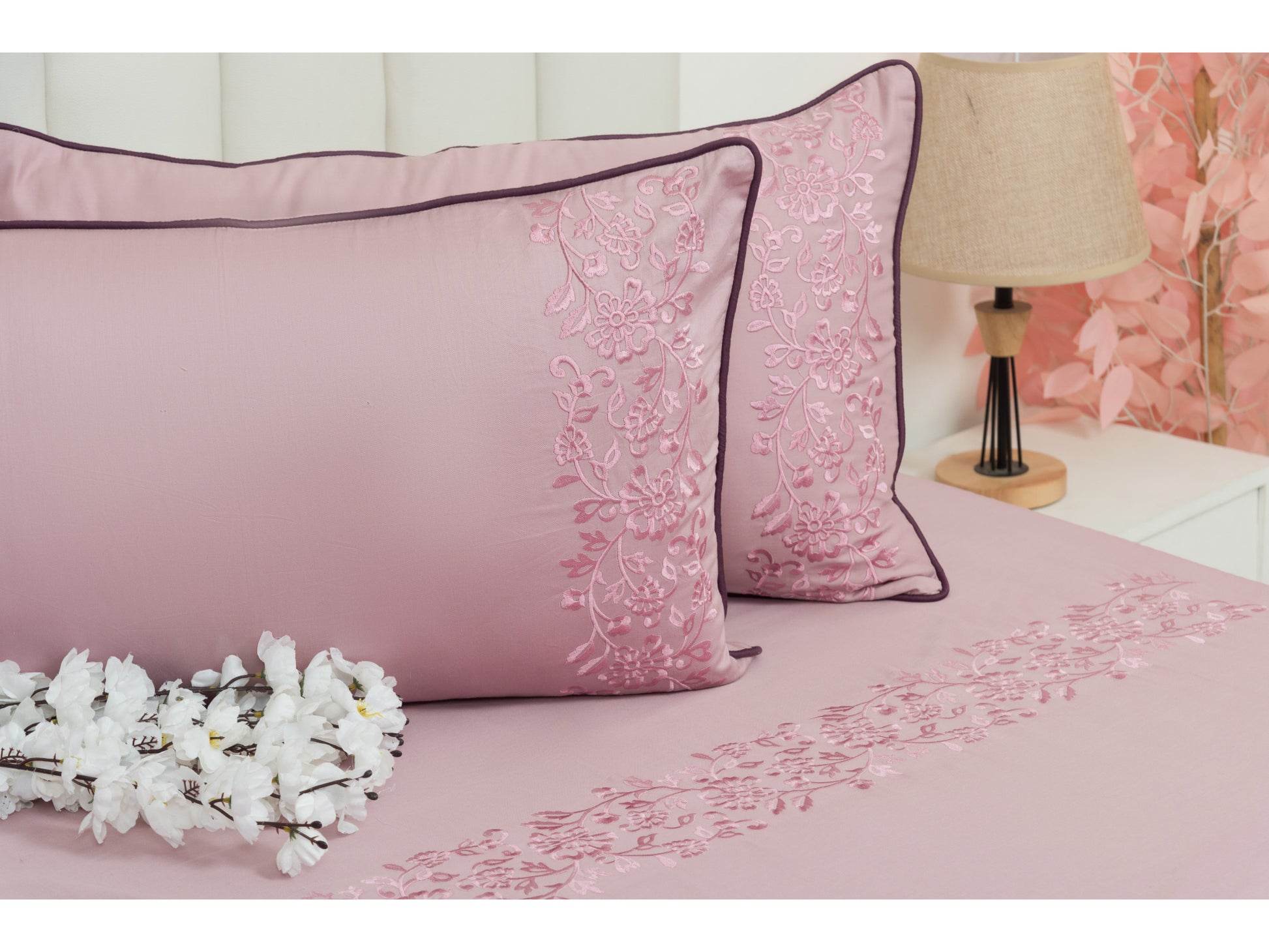 EMBROIDERY BEDSHEET 100% COTTON (3PCS) - Bedding Bliss
