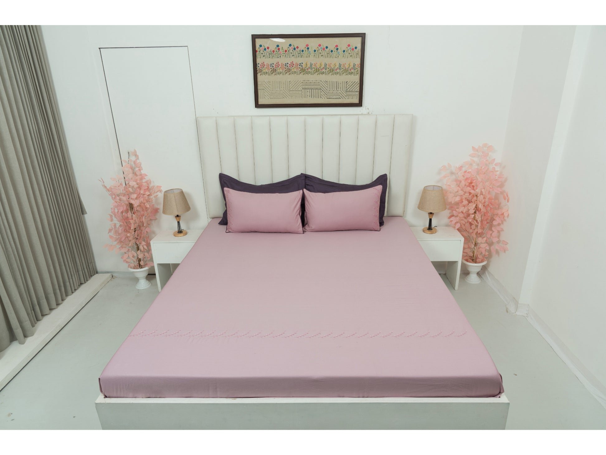 EMBROIDERY BEDSHEET 100% COTTON (3PCS) - Bedding Bliss