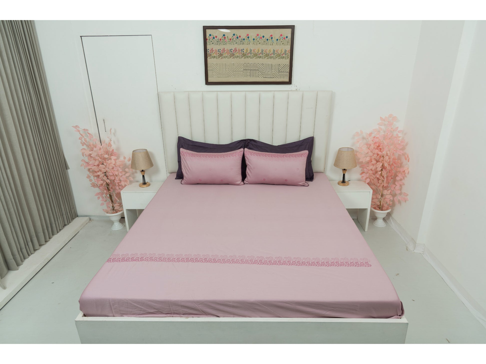 EMBROIDERY BEDSHEET 100% COTTON (3PCS) - Bedding Bliss