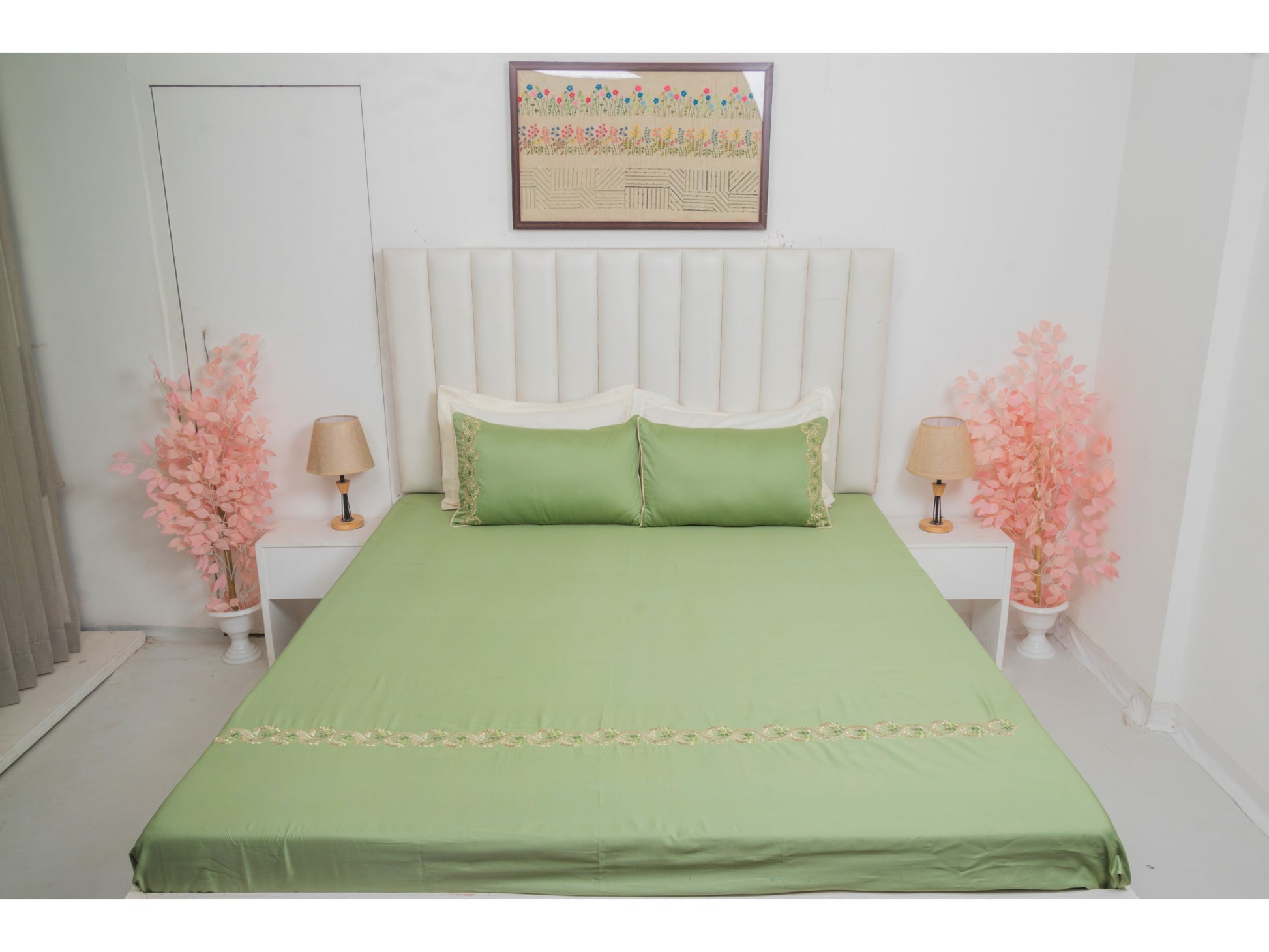 EMBROIDERY BEDSHEET 100% COTTON (3PCS) - Bedding Bliss