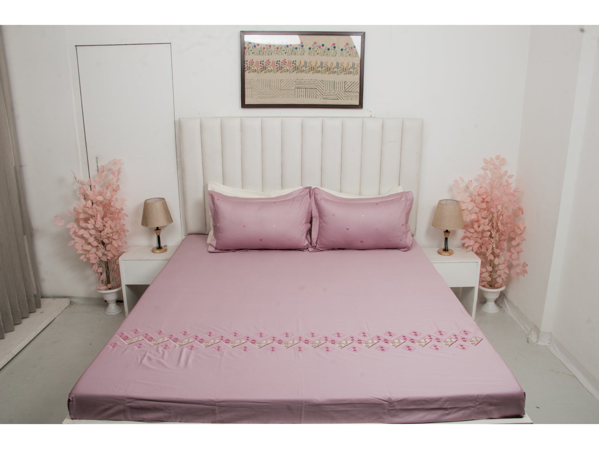 EMBROIDERY BEDSHEET 100% COTTON (3PCS) - Bedding Bliss