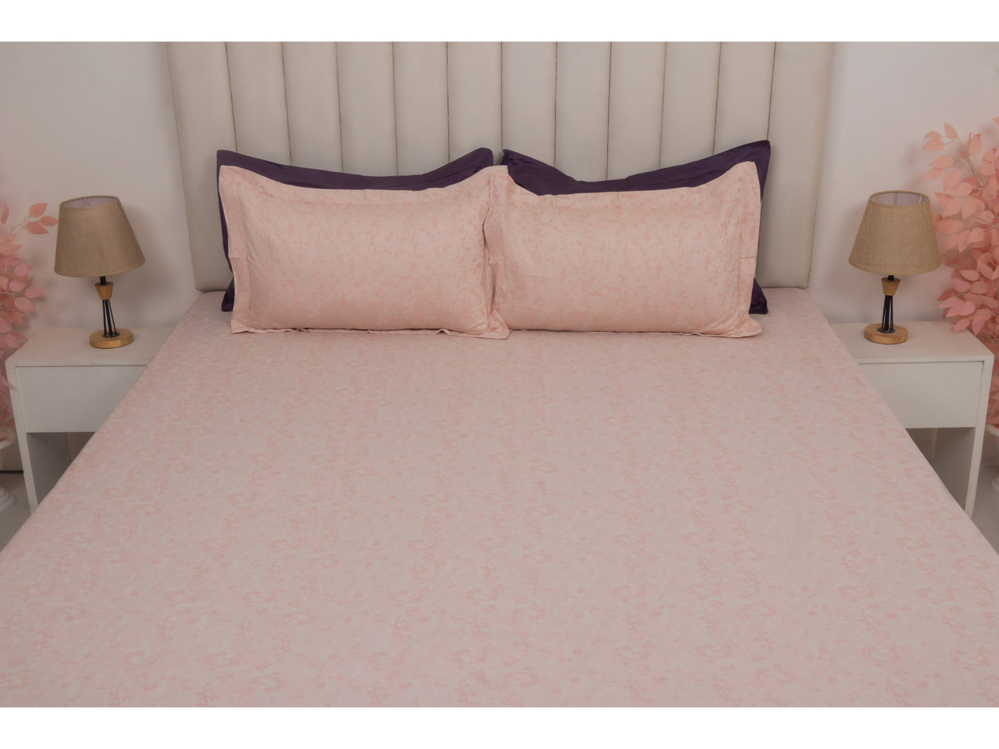 JACQUARD BEDSHEET 100% COTTON (BLUSH, 3PCS) - Bedding Bliss
