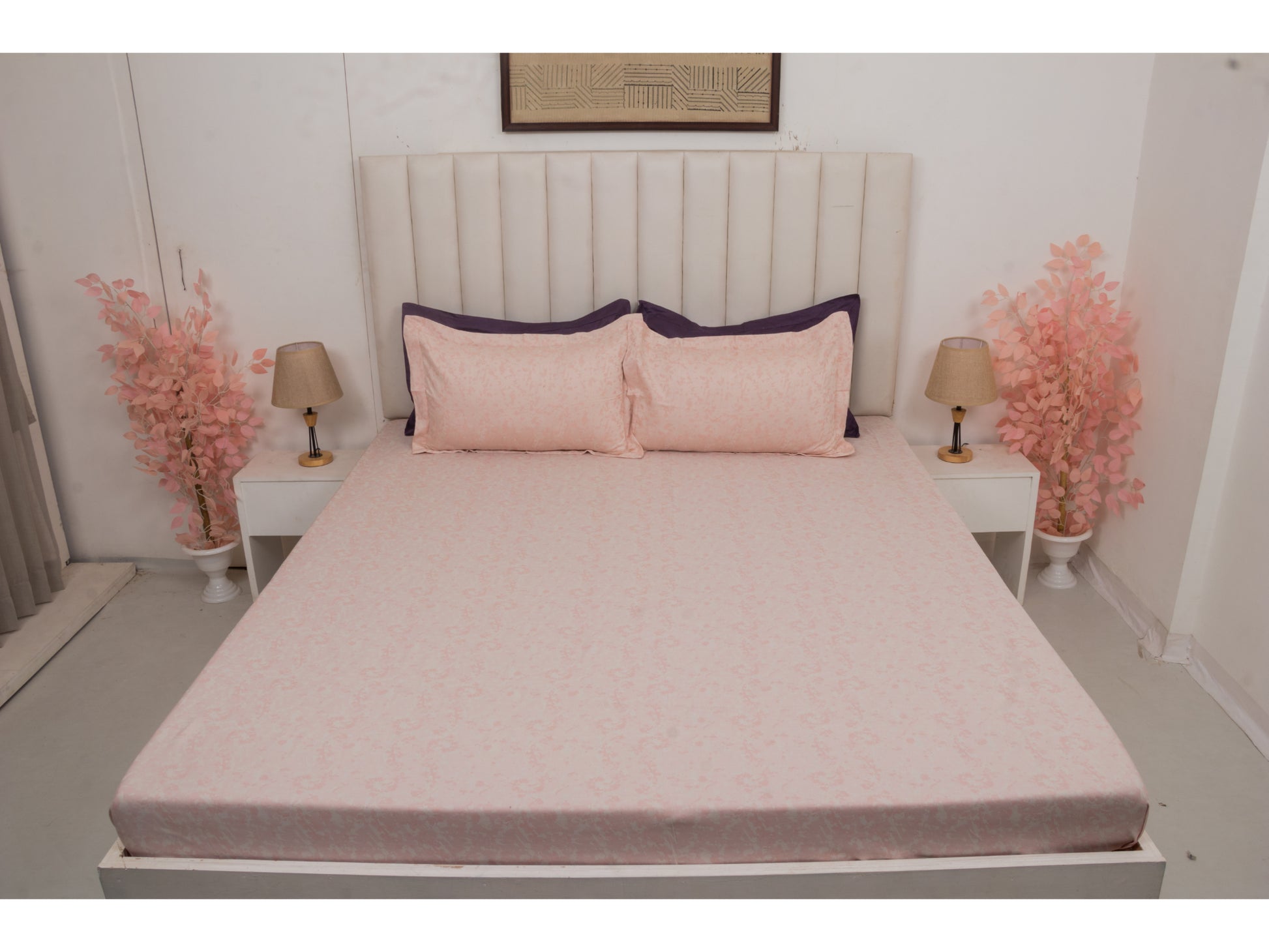 JACQUARD BEDSHEET 100% COTTON (BLUSH, 3PCS) - Bedding Bliss