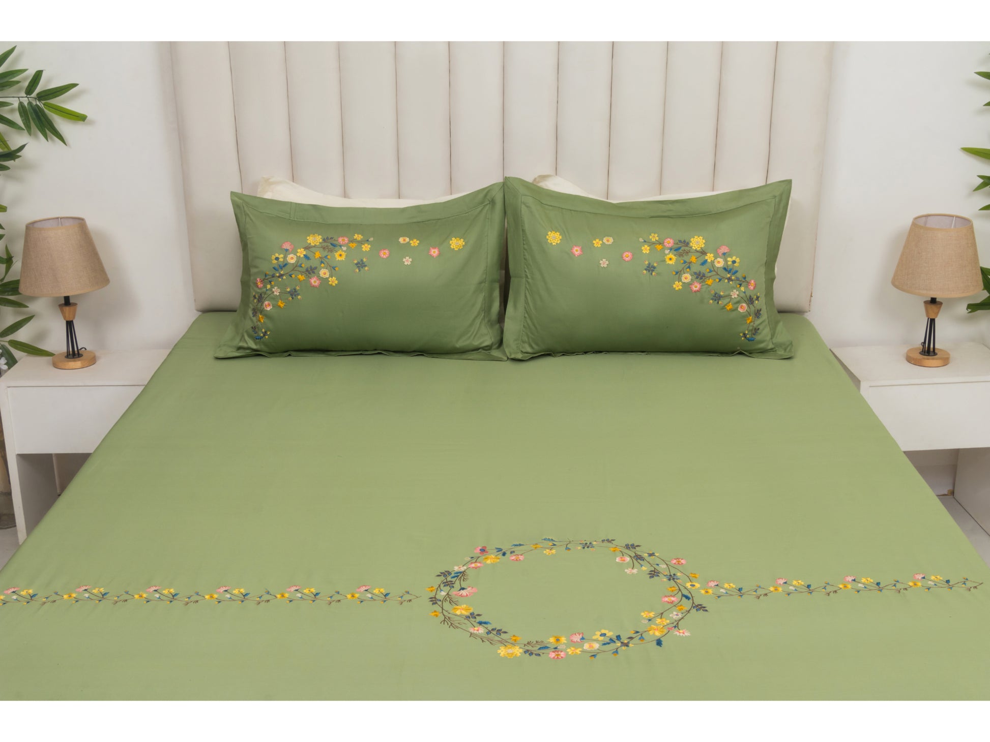 EMBROIDERY BEDSHEET 100% COTTON (3PCS) - Bedding Bliss