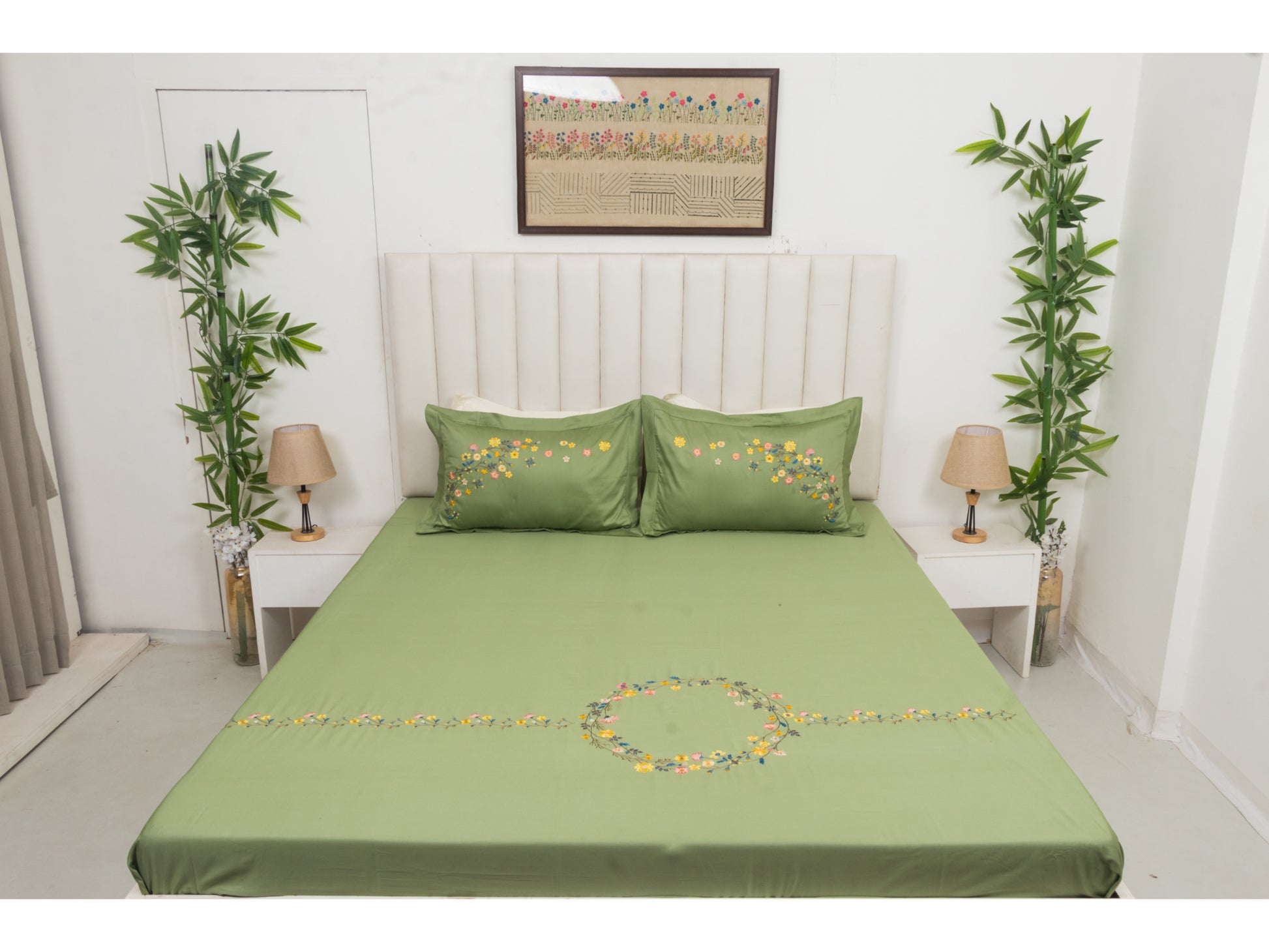 EMBROIDERY BEDSHEET 100% COTTON (3PCS) - Bedding Bliss