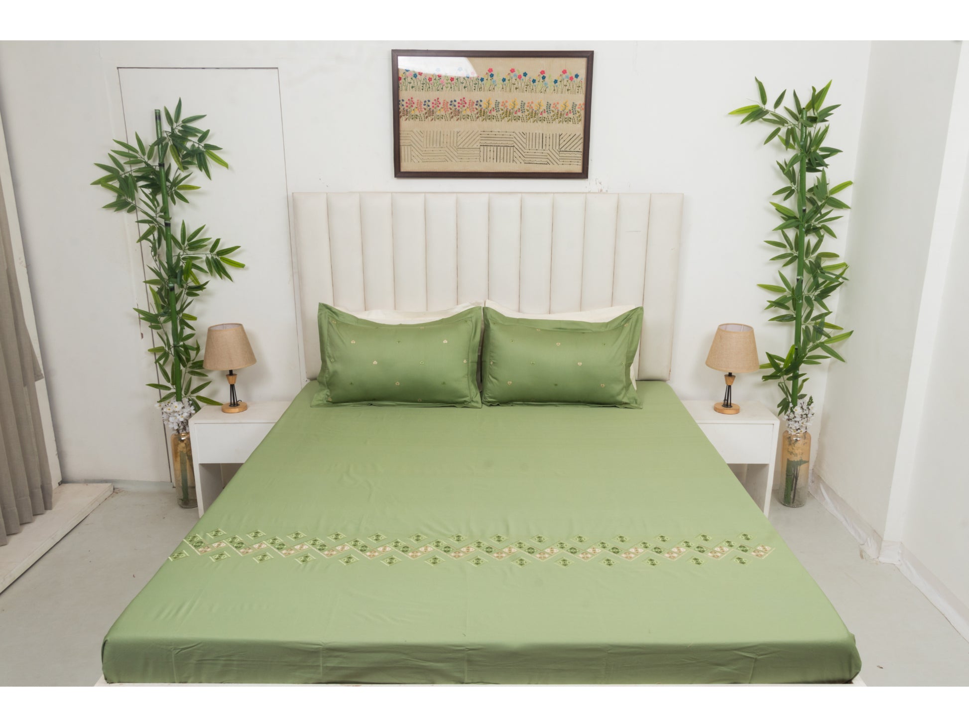 EMBROIDERY BEDSHEET 100% COTTON (3PCS) - Bedding Bliss