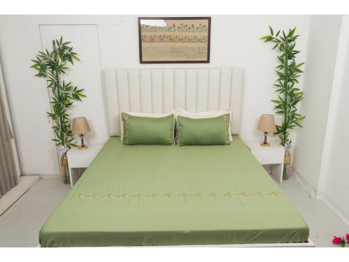 EMBROIDERY BEDSHEET 100% COTTON (3PCS) - Bedding Bliss