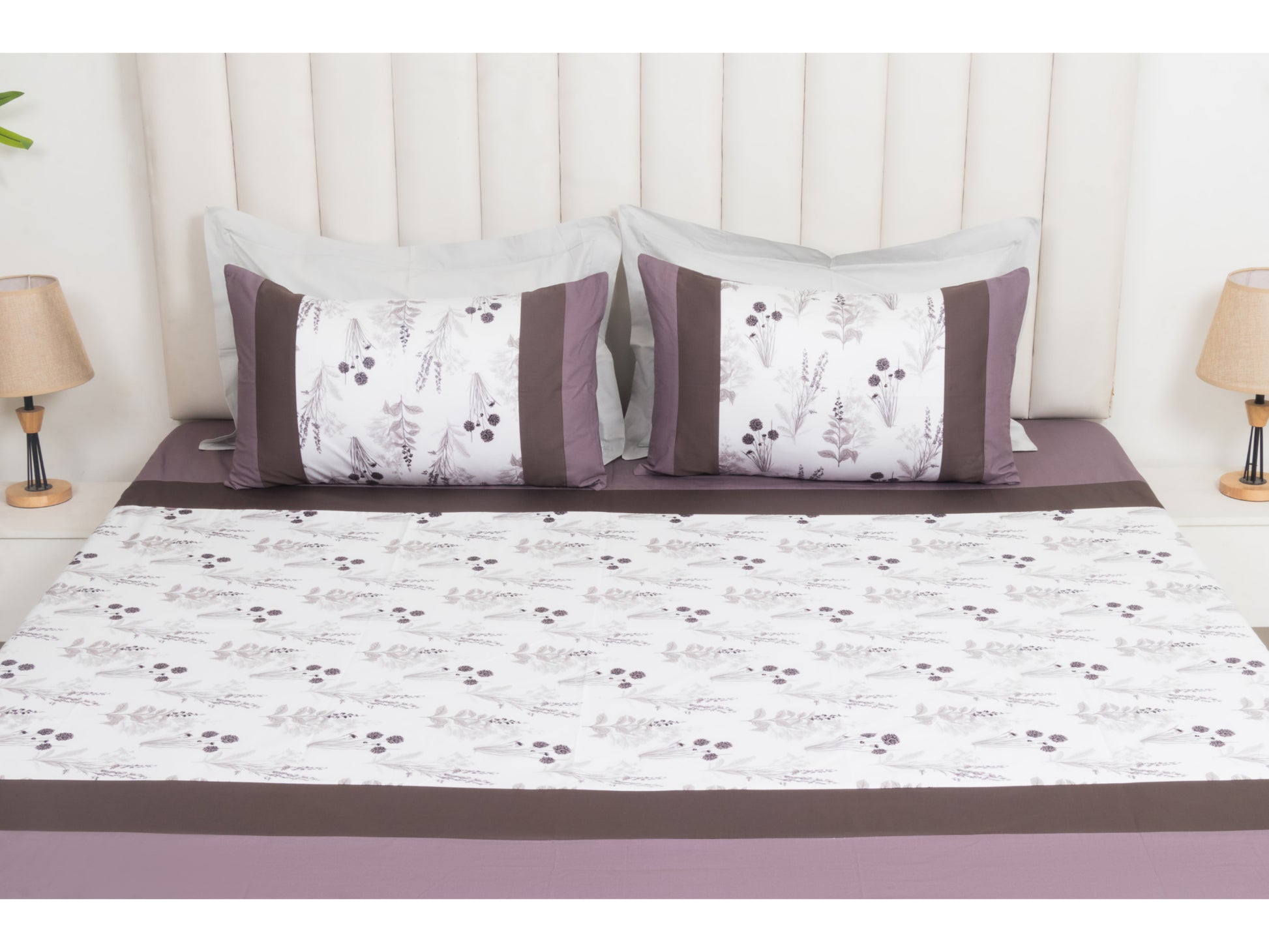 PRINTED WITH PATCH WORK 100% COTTON BEDSHEET (3PCS, WHITE) - Bedding Bliss