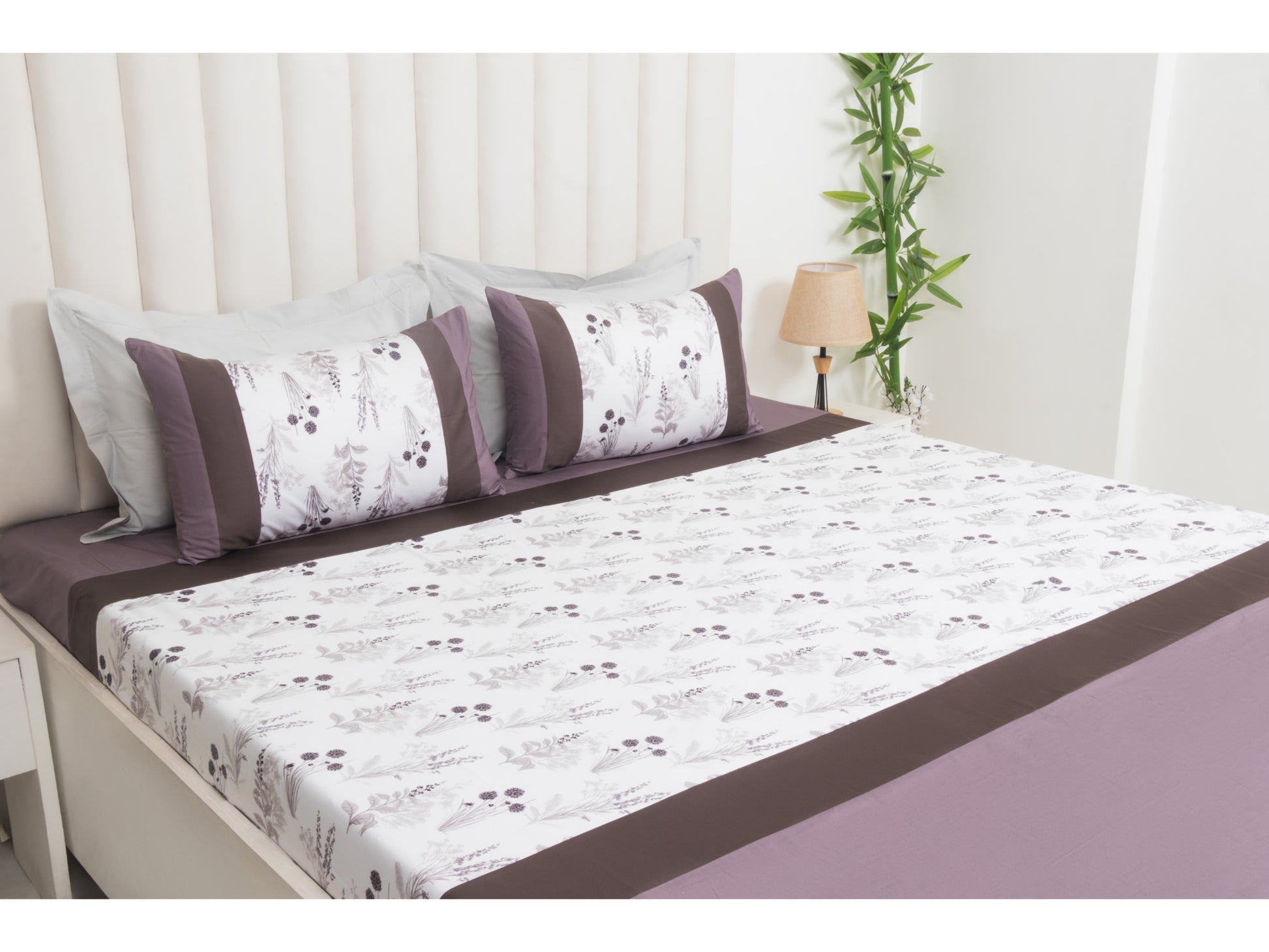 PRINTED WITH PATCH WORK 100% COTTON BEDSHEET (3PCS, WHITE) - Bedding Bliss