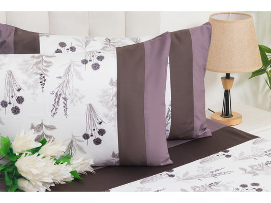 PRINTED WITH PATCH WORK 100% COTTON BEDSHEET (3PCS, WHITE) - Bedding Bliss