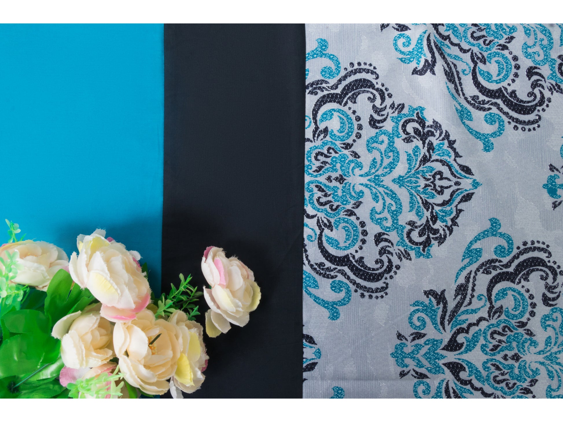 PRINTED WITH PATCH WORK 100% COTTON BEDSHEET (3PCS, BLUE) - Bedding Bliss