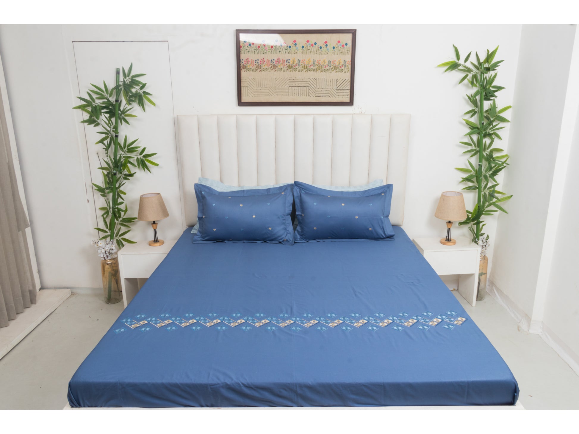 EMBROIDERY BEDSHEET 100% COTTON (3PCS) - Bedding Bliss