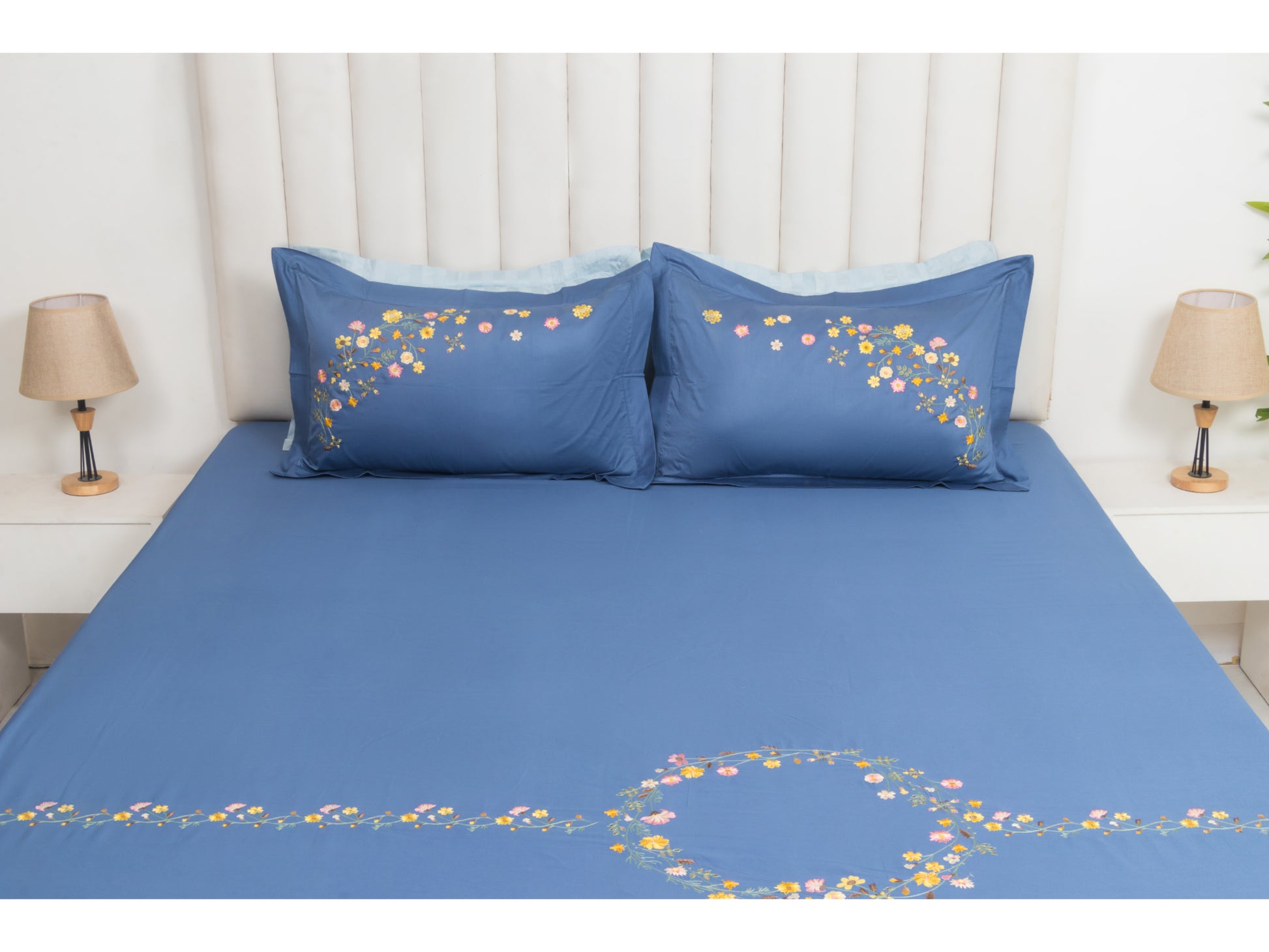 EMBROIDERY BEDSHEET 100% COTTON (3PCS) - Bedding Bliss