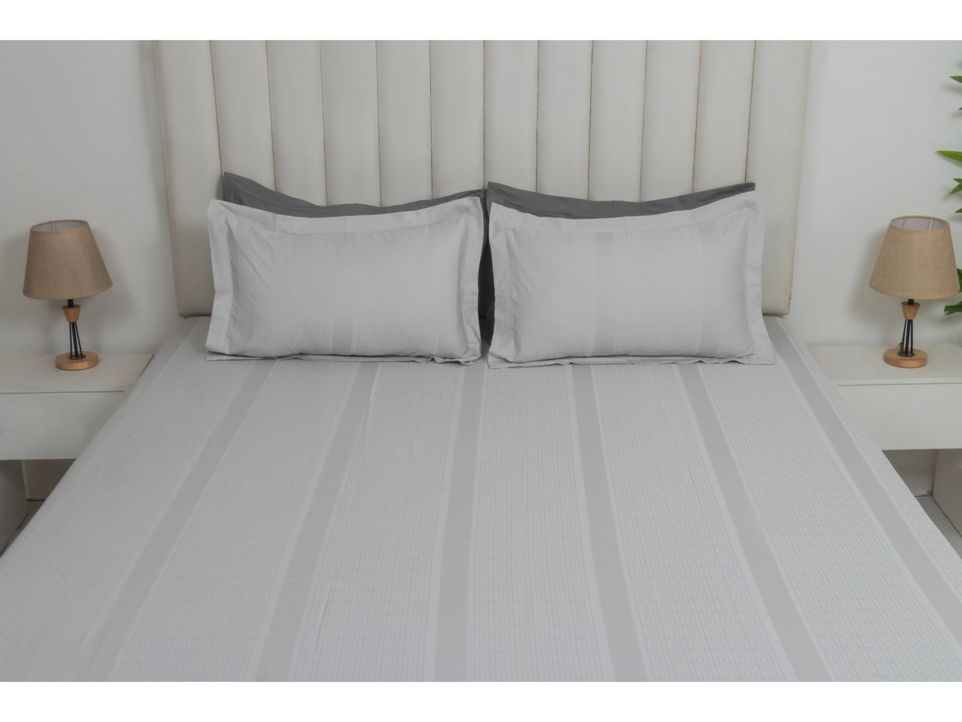 JACQUARD BEDSHEET 100% COTTON (HARBOUR GREY, 3PCS) - Bedding Bliss