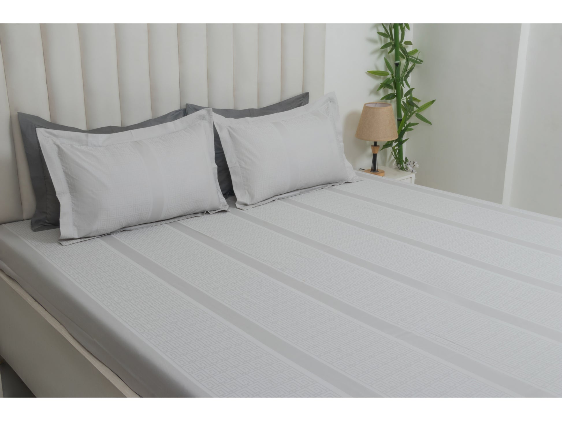 JACQUARD BEDSHEET 100% COTTON (HARBOUR GREY, 3PCS) - Bedding Bliss