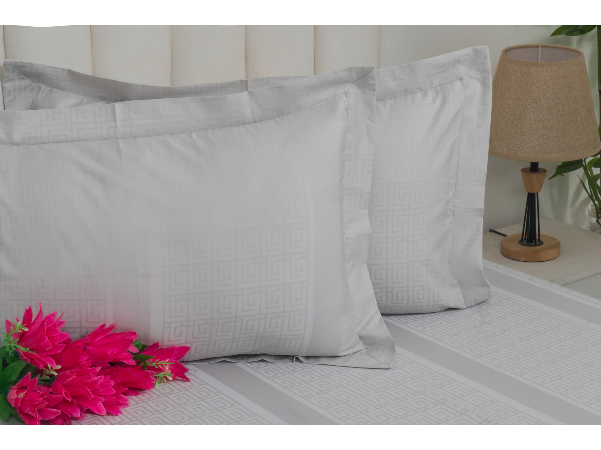 JACQUARD BEDSHEET 100% COTTON (HARBOUR GREY, 3PCS) - Bedding Bliss