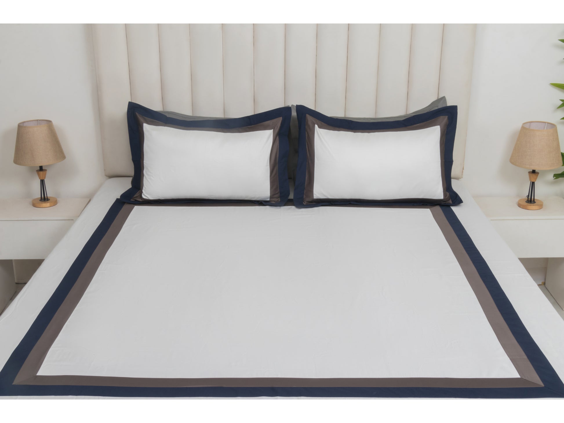 PATCH WORK BEDSHEET 100% COTTON (3 PCS, WHITE) - Bedding Bliss