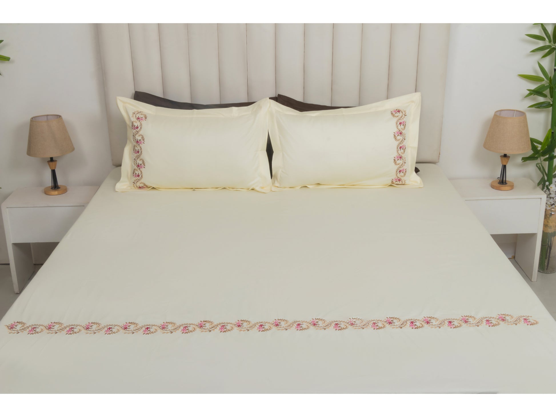 EMBROIDERY BEDSHEET 100% COTTON (3PCS) - Bedding Bliss