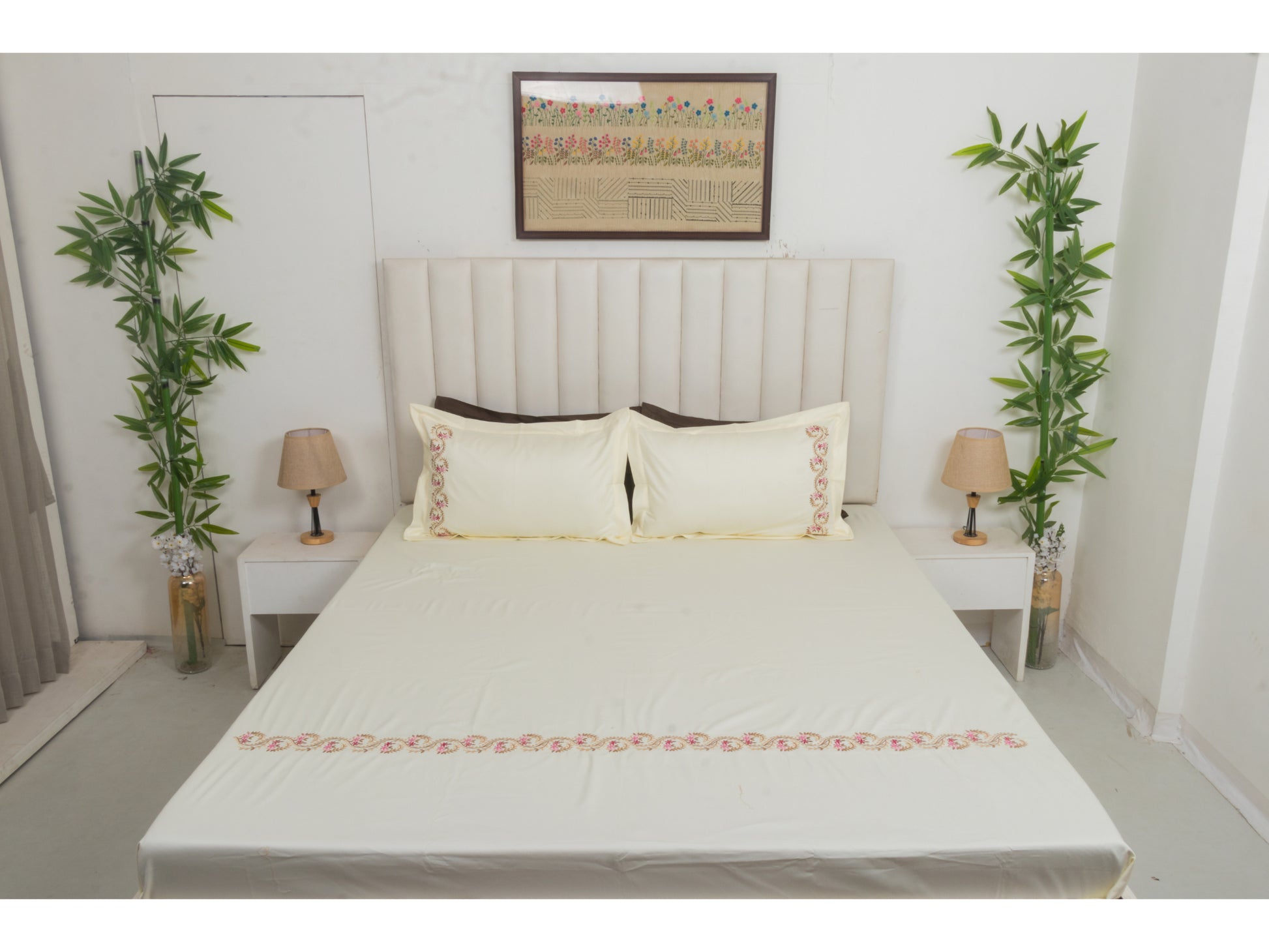 EMBROIDERY BEDSHEET 100% COTTON (3PCS) - Bedding Bliss