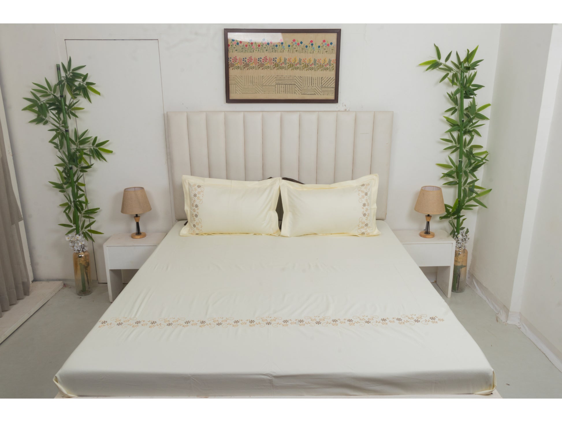EMBROIDERY BEDSHEET 100% COTTON (3PCS) - Bedding Bliss