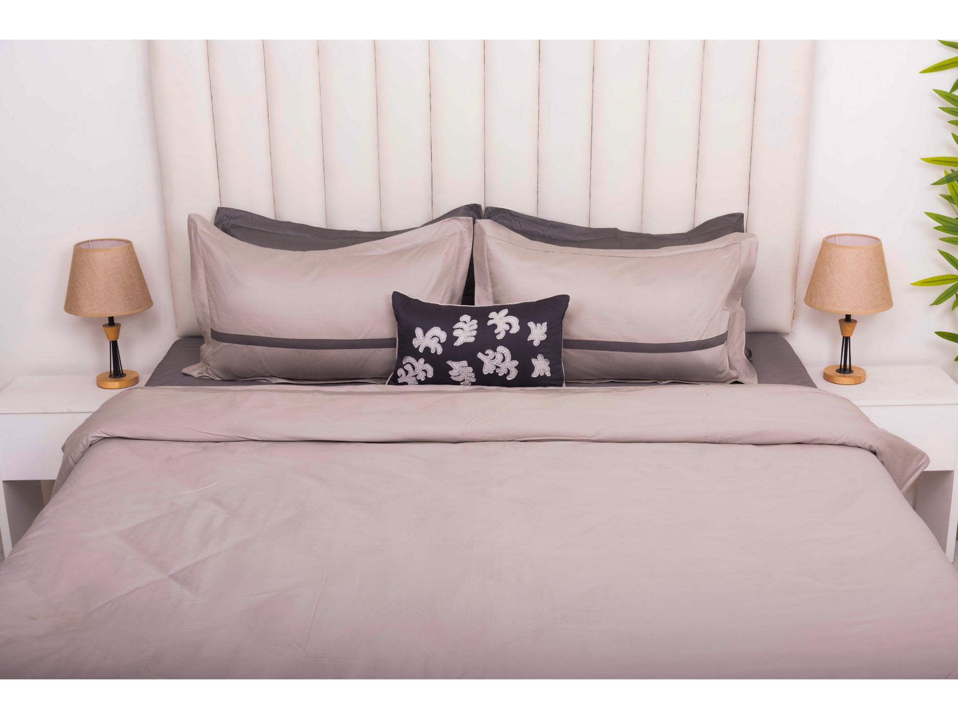 PATCH WORK BEDDING SET 100% COTTON (9 PCS, SILVER GREY) - Bedding Bliss