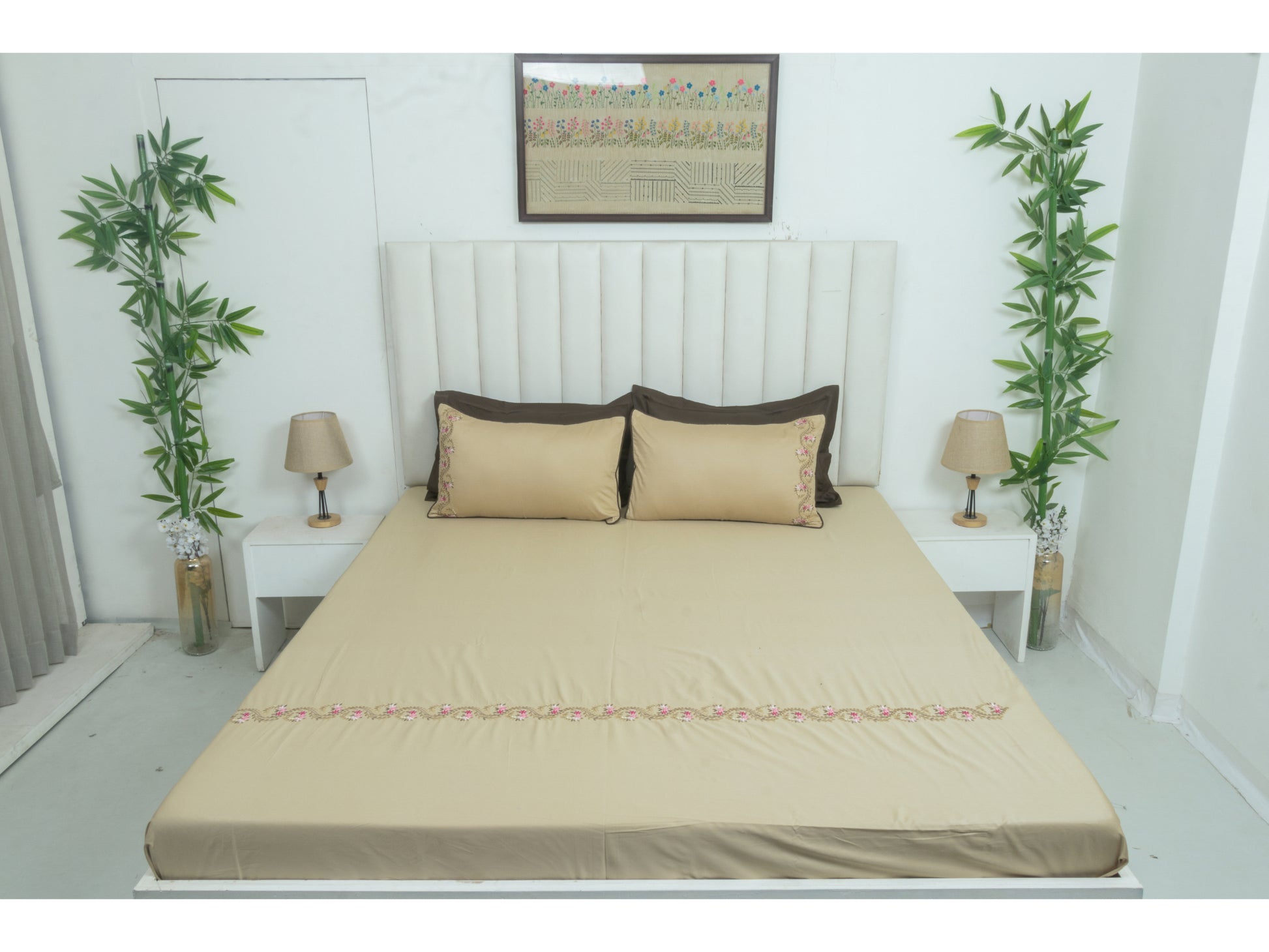 EMBROIDERY BEDSHEET 100% COTTON (3PCS) - Bedding Bliss