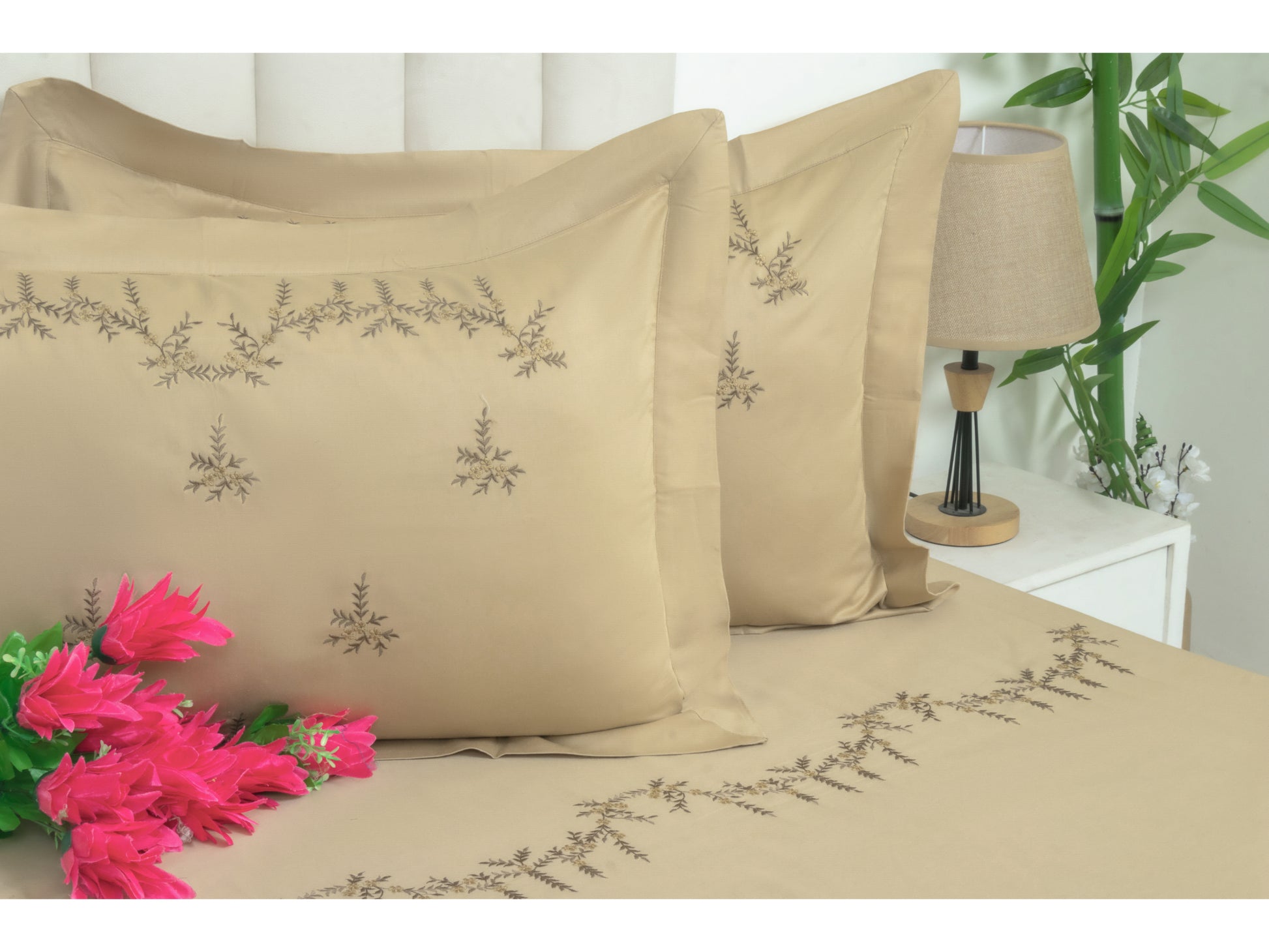 EMBROIDERY BEDSHEET 100% COTTON (3PCS) - Bedding Bliss