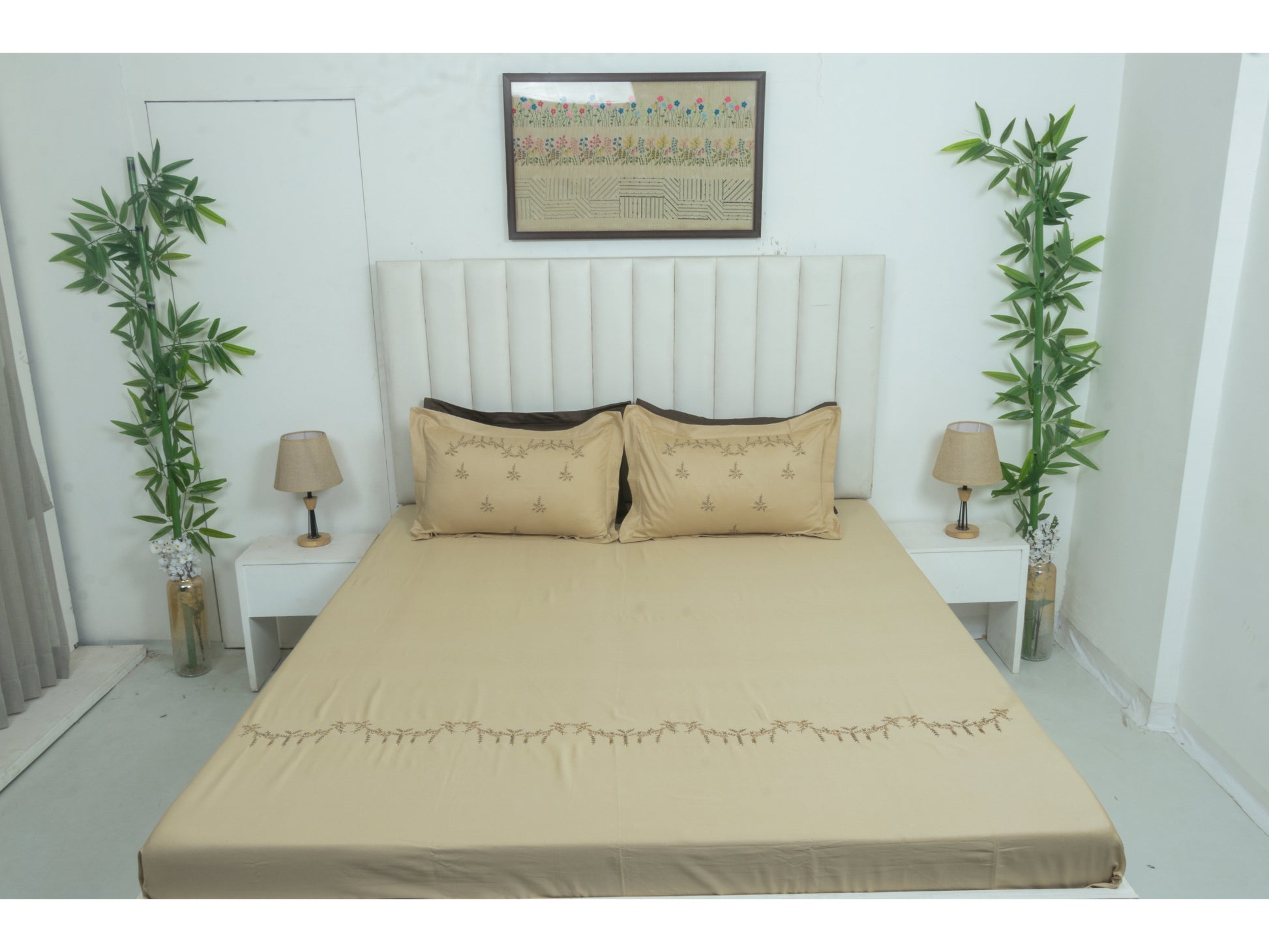 EMBROIDERY BEDSHEET 100% COTTON (3PCS) - Bedding Bliss